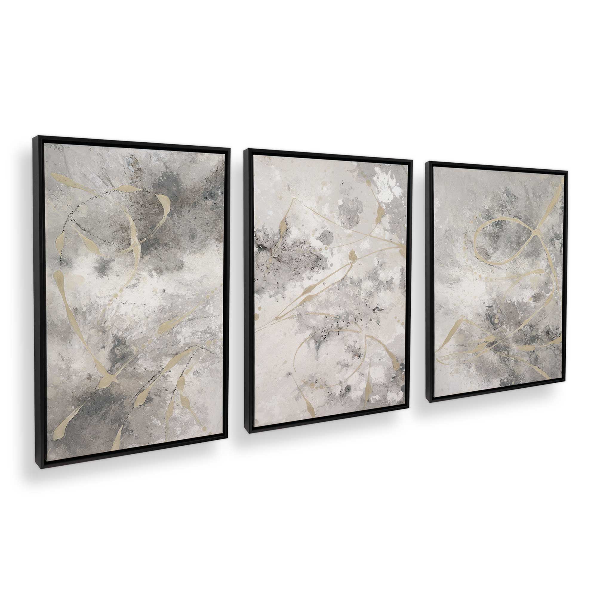 Gilded Whispers - Set of 3 Premium Canvas Wall Art Prints | Elegant Home Decor for Living Room, Bedroom & Office