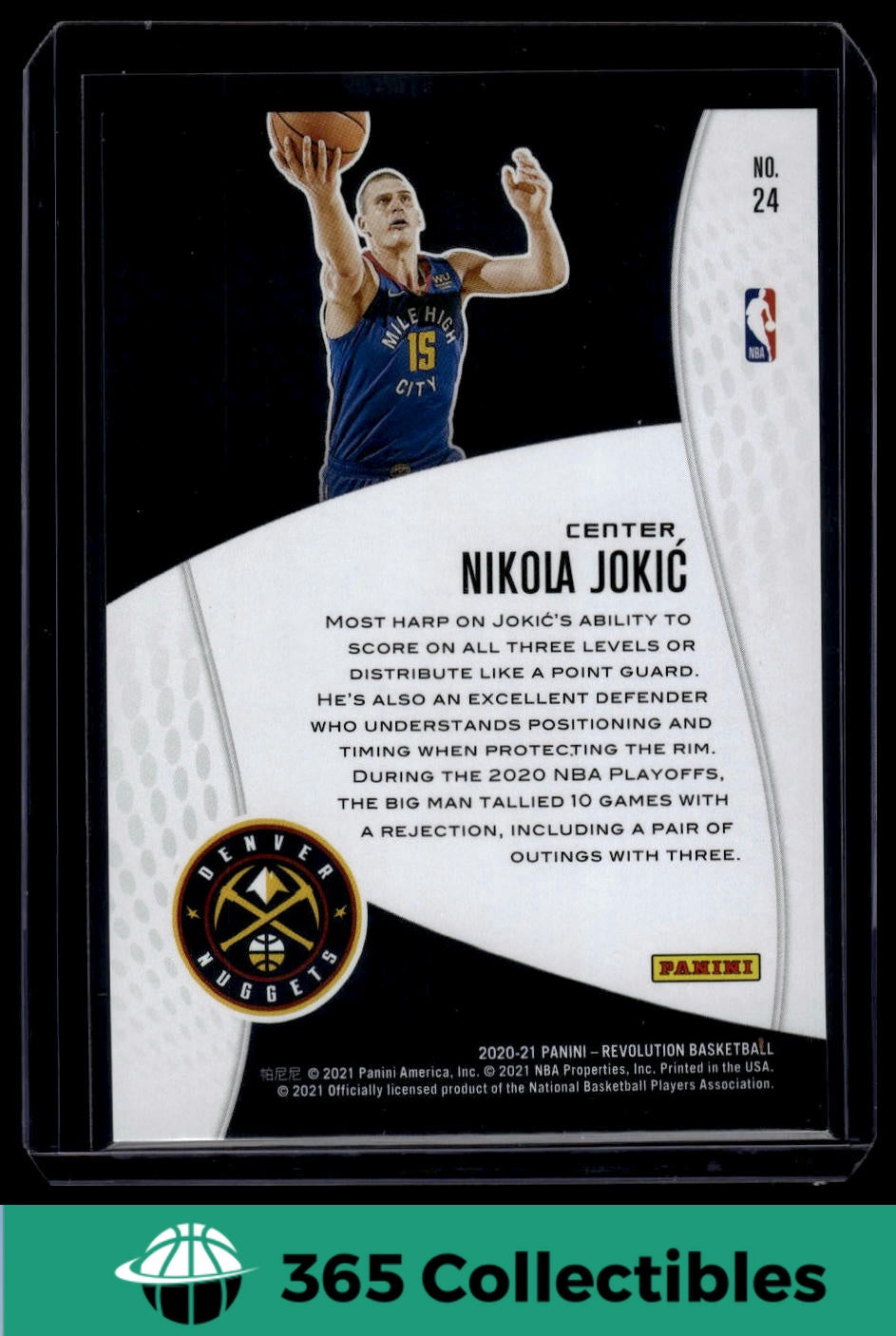 2020-21 Panini Revolution Nikola Jokic #24 Basketball Card - Denver Nuggets NBA Collectible for Sports Fans & Memorabilia Enthusiasts - Perfect for Display, Trading & Investment