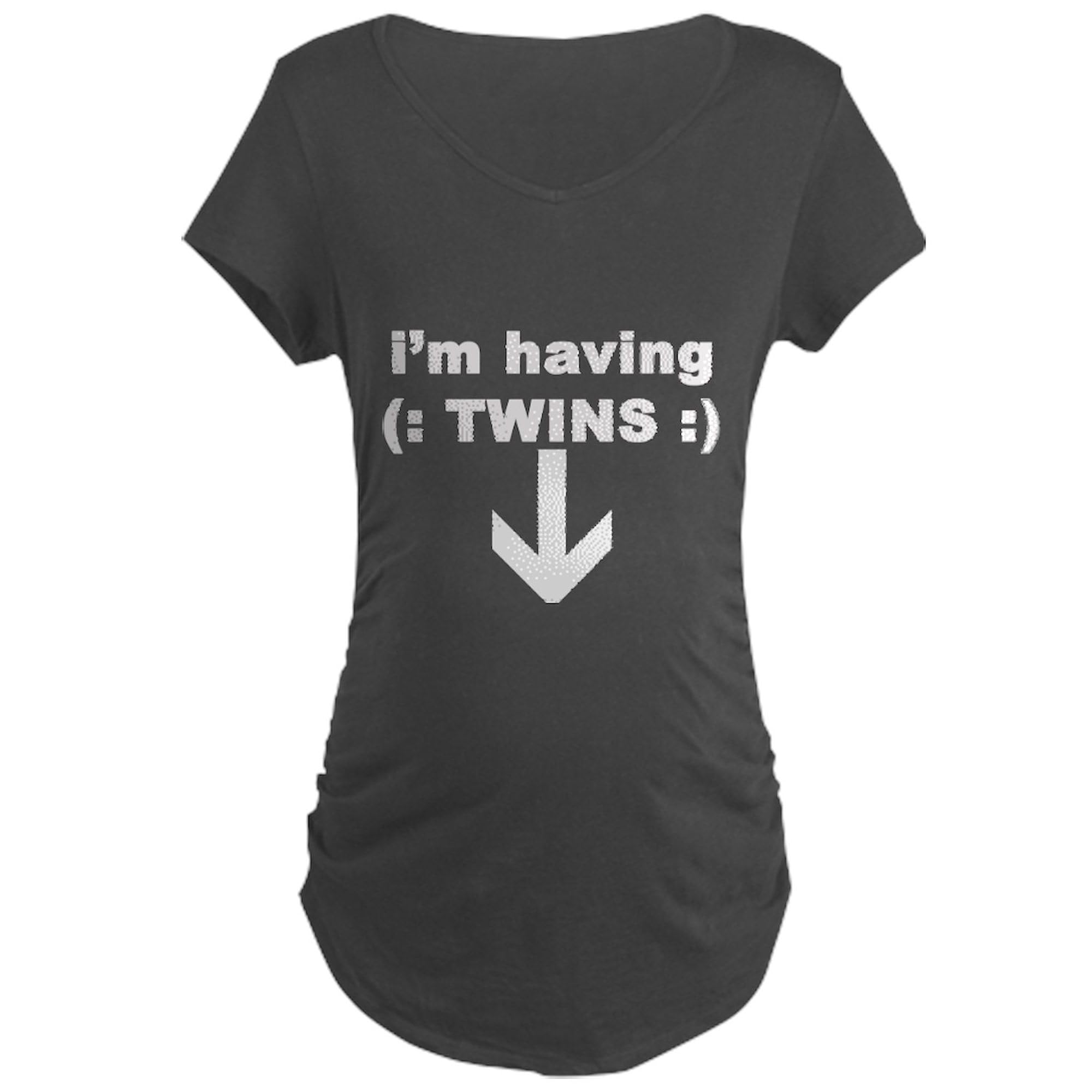 Women's Maternity Ruched Side T-Shirt - 'I'm Having Twins' Pregnancy Announcement Shirt | Comfortable Dark Tee for Expecting Moms | Perfect for Baby Showers, Gender Reveals & Maternity Photos