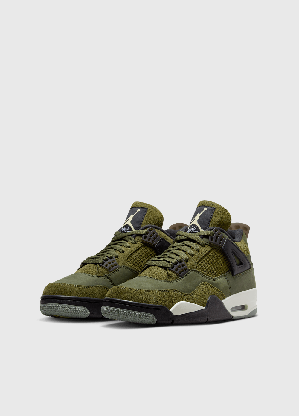 Air Jordan 4 Retro 'Craft Olive' Men's Basketball Sneakers - Premium Leather Shoes for Streetwear & Casual Outfits