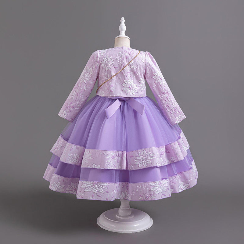 Princess Dress for Girls - Long Sleeve Round Neck Party Gown | Perfect for Birthday, Halloween, Christmas & Special Occasions
