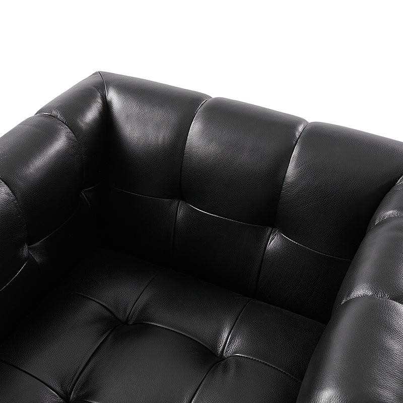 Feodor Genuine Leather Mid Century Modern Swivel Chair - Premium Office & Living Room Furniture for Home Decor