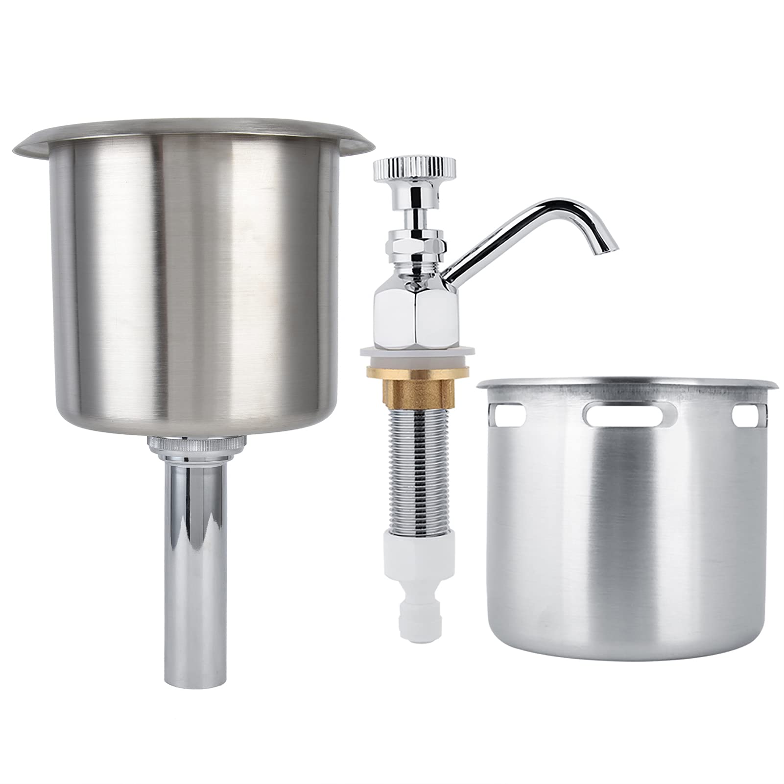 Premium Stainless Steel Coffee Utensil Washing Set - Ice Cream Spoon & Coffee Spoon Cleaner with Faucet Attachment for Coffee Shops | Barista Tools, Cafe Sink Accessories, Commercial Dishwashing Solution