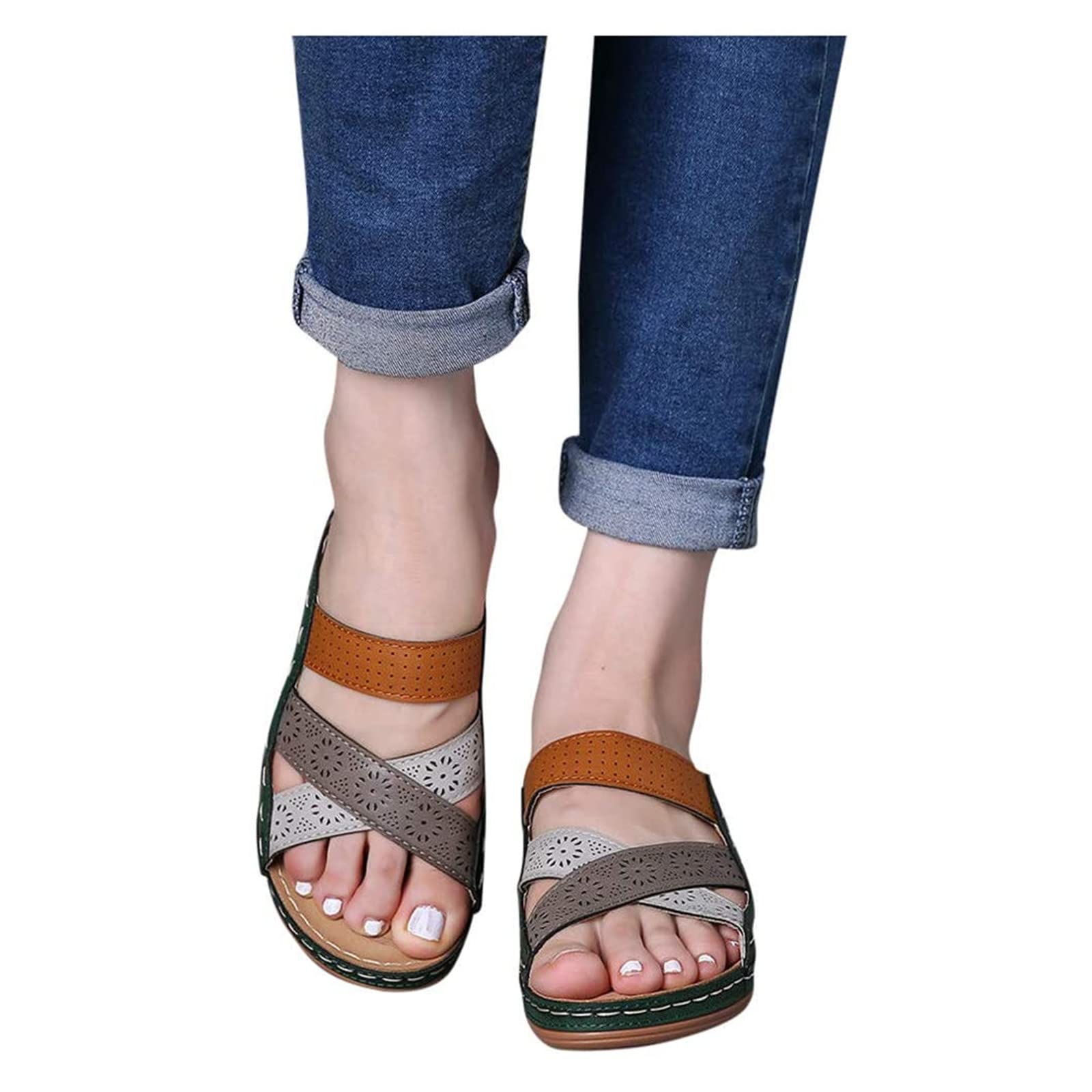 Lausiuoe Women's Orthotic Sandals - Comfortable & Supportive Summer Slide Sandals for Plantar Fasciitis Relief - Perfect for Walking, Travel & Casual Outfits