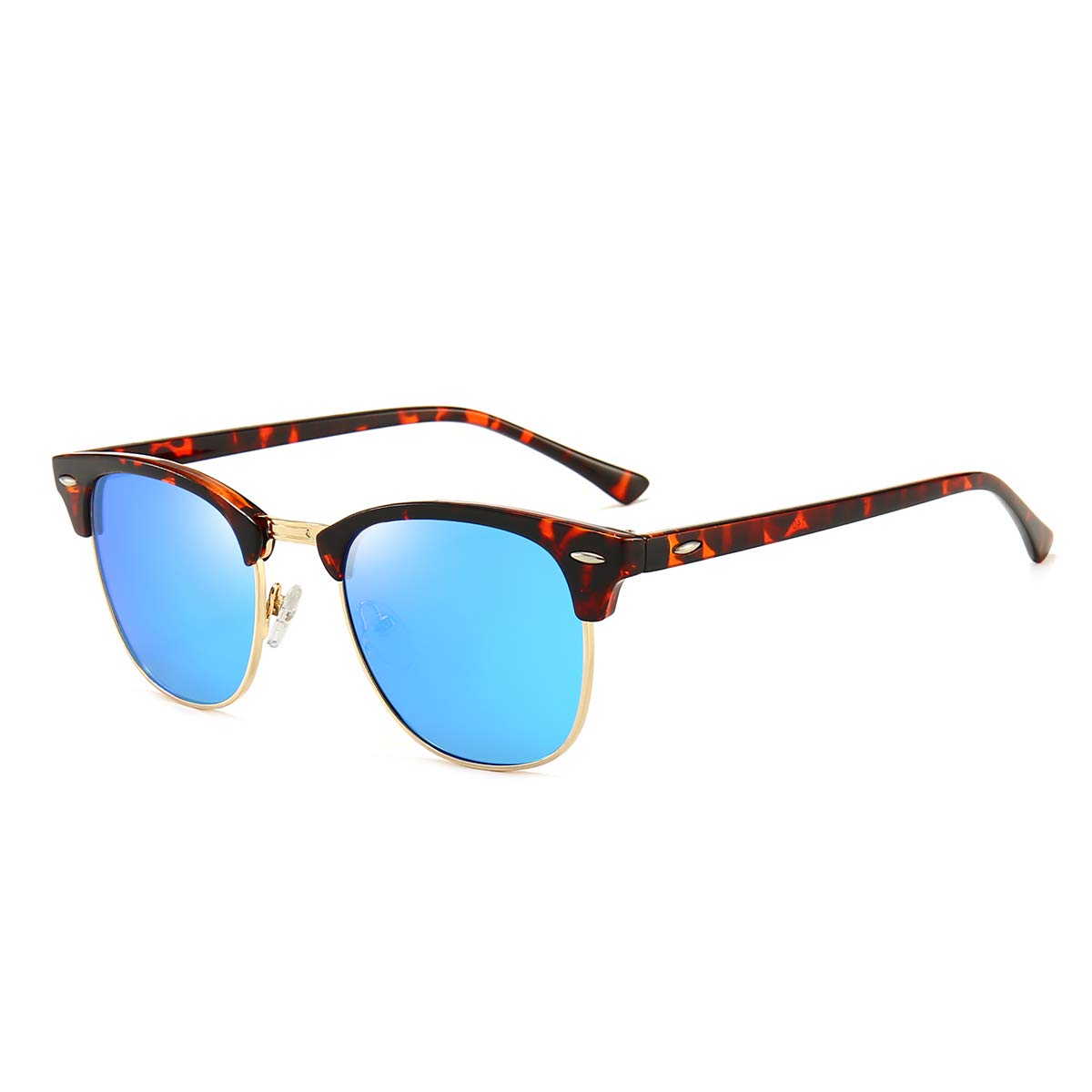 Dollger Polarized Browline Sunglasses for Men & Women - Classic Semi-Rimless Retro Frame with UV 400 Protection - Perfect for Driving, Beach & Outdoor Activities
