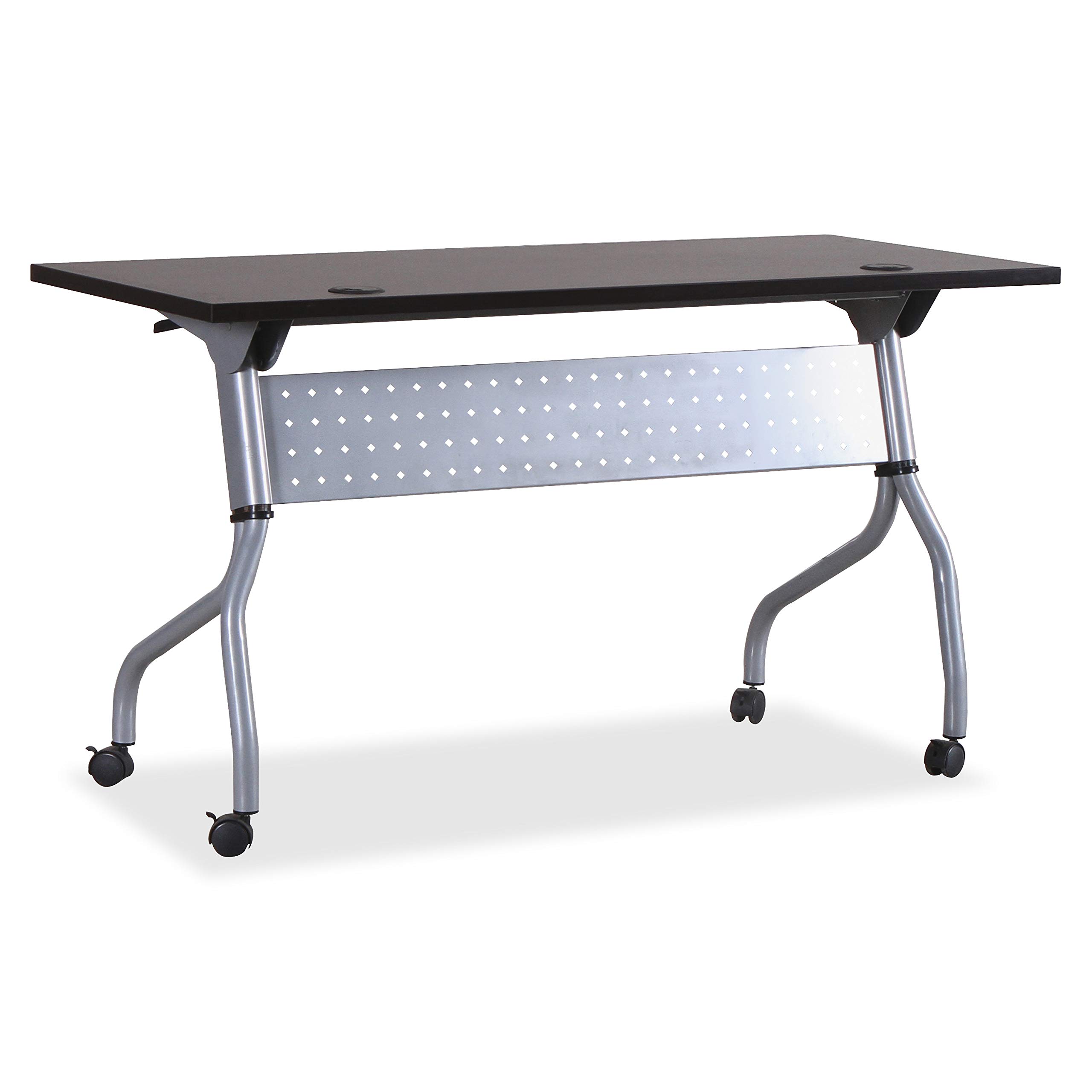 Lorell Espresso/Silver Training Table - Adjustable Height Workstation for Office, Classroom & Home Use - Durable & Ergonomic Design for Comfortable Learning & Working