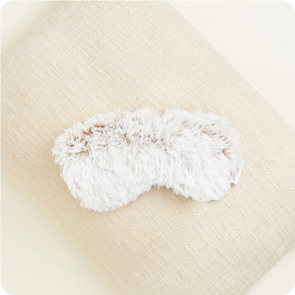Warmies Marshmallow Brown Heated Eye Mask for Stress Relief & Sleep Aid - Perfect for Travel, Relaxation & Spa Days