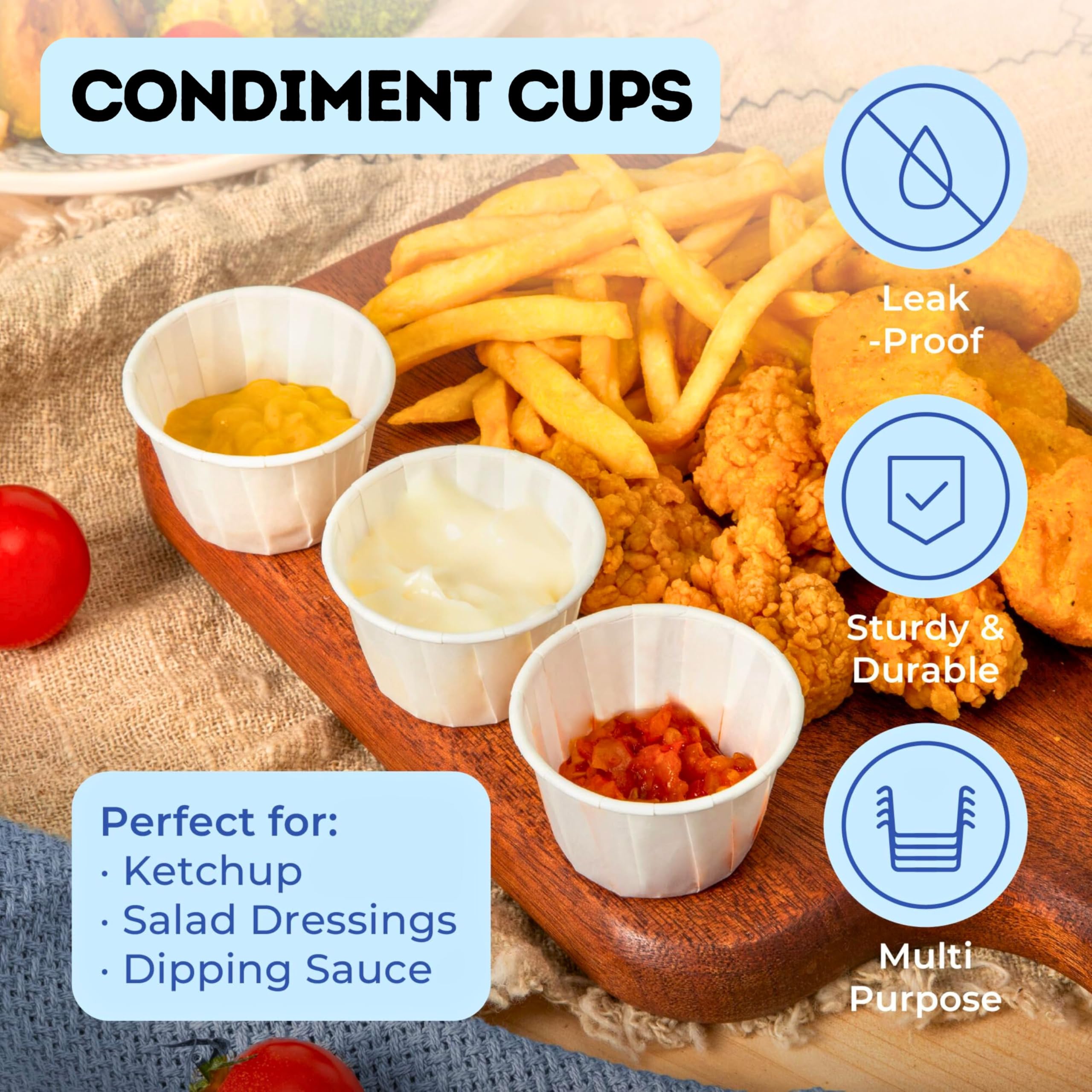 1 Oz Disposable Paper Souffle Cups (1000 Pack) - Perfect for Ketchup, Condiments, Medicine, Pill & Sample Containers - Ideal for Restaurants, Catering, Parties & Home Use