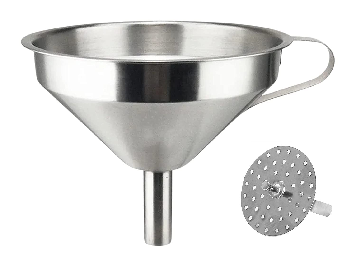 Dynore Stainless Steel Multi-Purpose Funnel with Detachable Strainer & Filter - Perfect for Cooking Oil, Liquids, and Home Brewing | Durable Kitchen & Garage Tool for Easy Pouring & Straining
