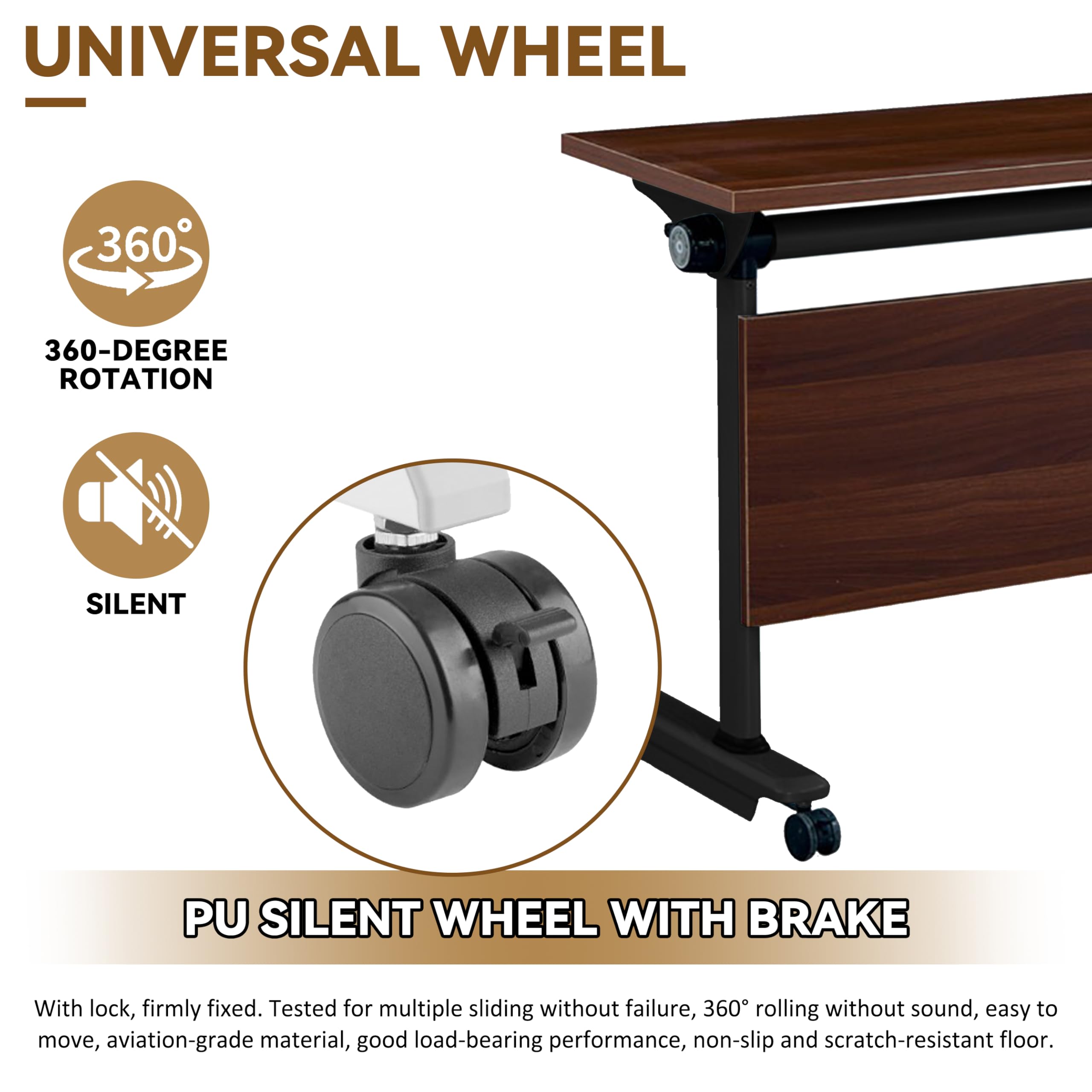 Foldable Conference Table with Flip Top - Mobile Rectangular Training Table on Wheels | Sturdy Metal Frame | Perfect for Meetings, Classrooms & Training Sessions | Ideal for Office Spaces, School Events & Professional Workshops