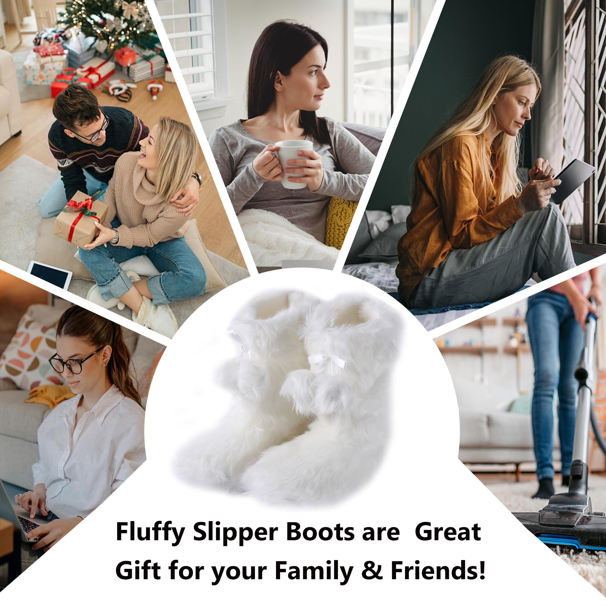 Women's Soft Fleece Plush Warm Indoor House Slippers Boots - Cozy Non-Slip Winter Home Shoes for Women, Perfect for Lounging, Relaxing & Cold Weather Comfort
