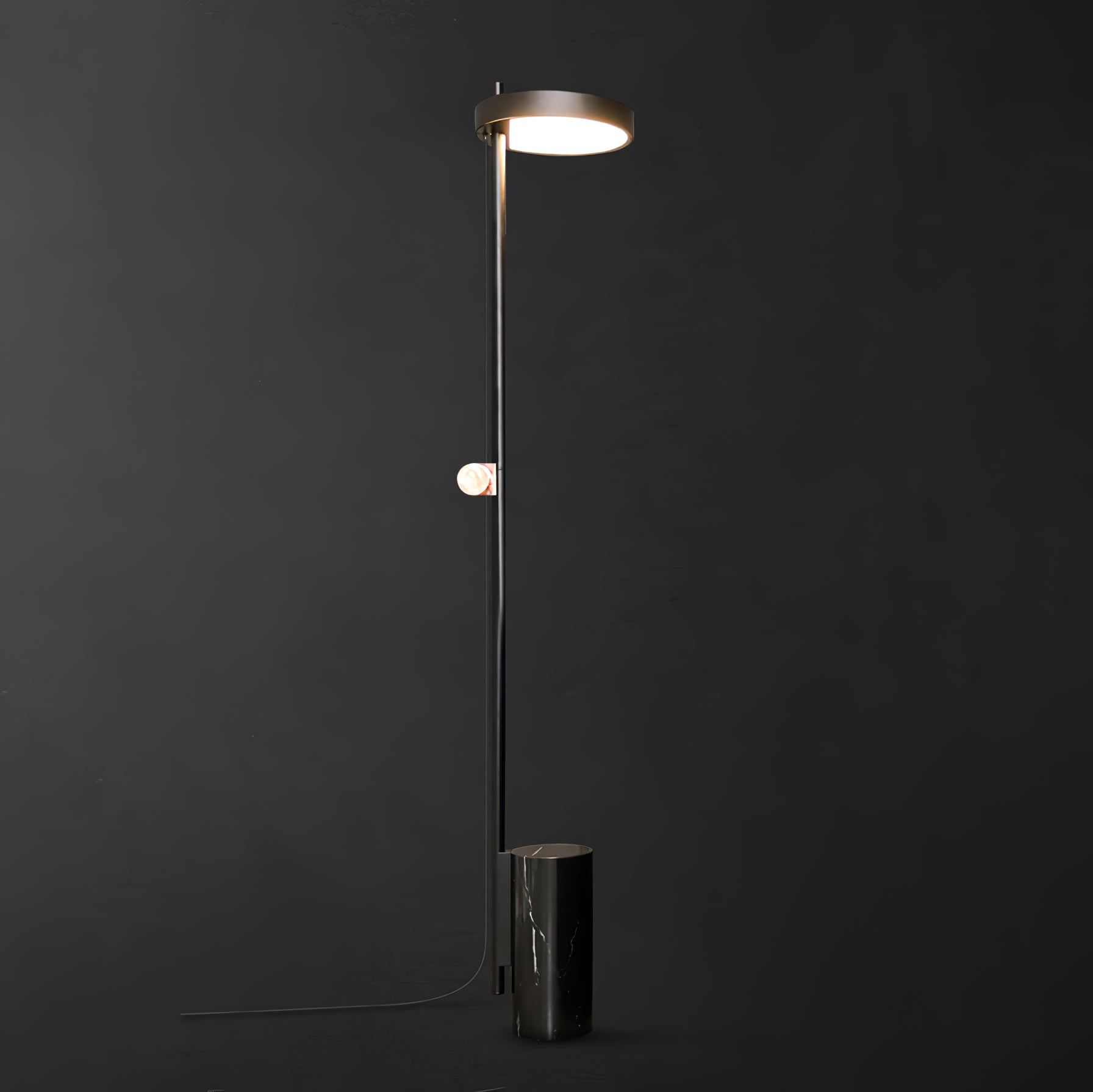 Modern Cylinder Base Standing Floor Lamp - Adjustable Height LED Living Room Light for Bedroom, Office & Reading Corner