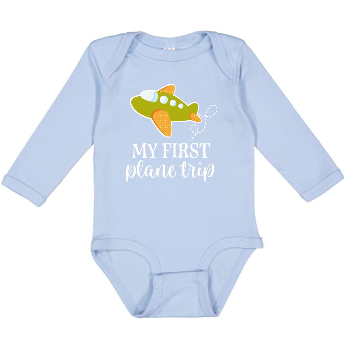 Inktastic My First Plane Trip Airplane Travel Long Sleeve Baby Bodysuit - Adorable Airplane Themed Outfit for Infants & Newborns - Perfect for Travel, Flying, First Flight Memories & Baby Photo Shoots