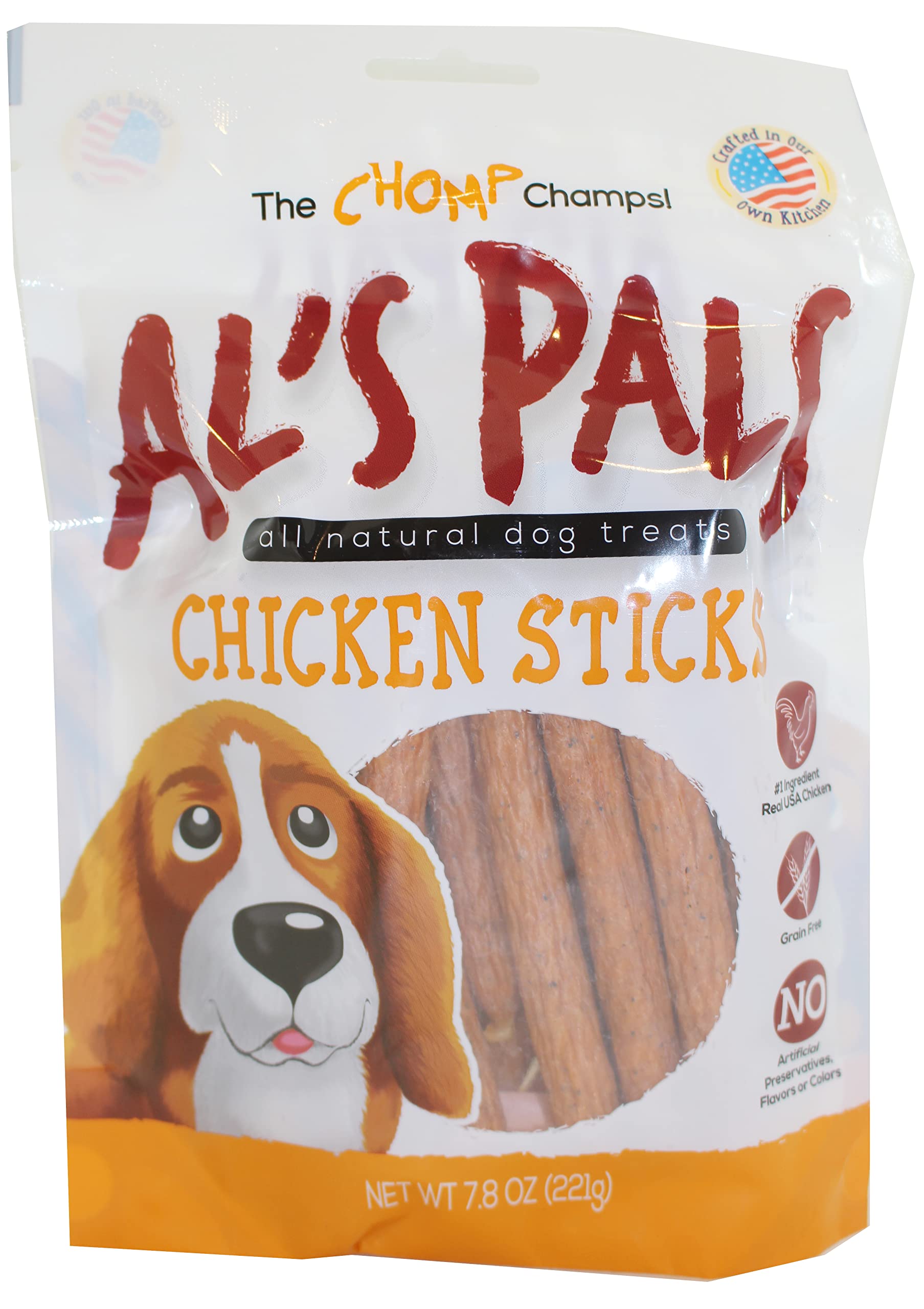 AL's Pals All Natural Dog Treats - Chicken Flavor Crunchy Sticks 7.8 oz Bag | Healthy Training Rewards & Dental Chews for Small Medium Large Dogs
