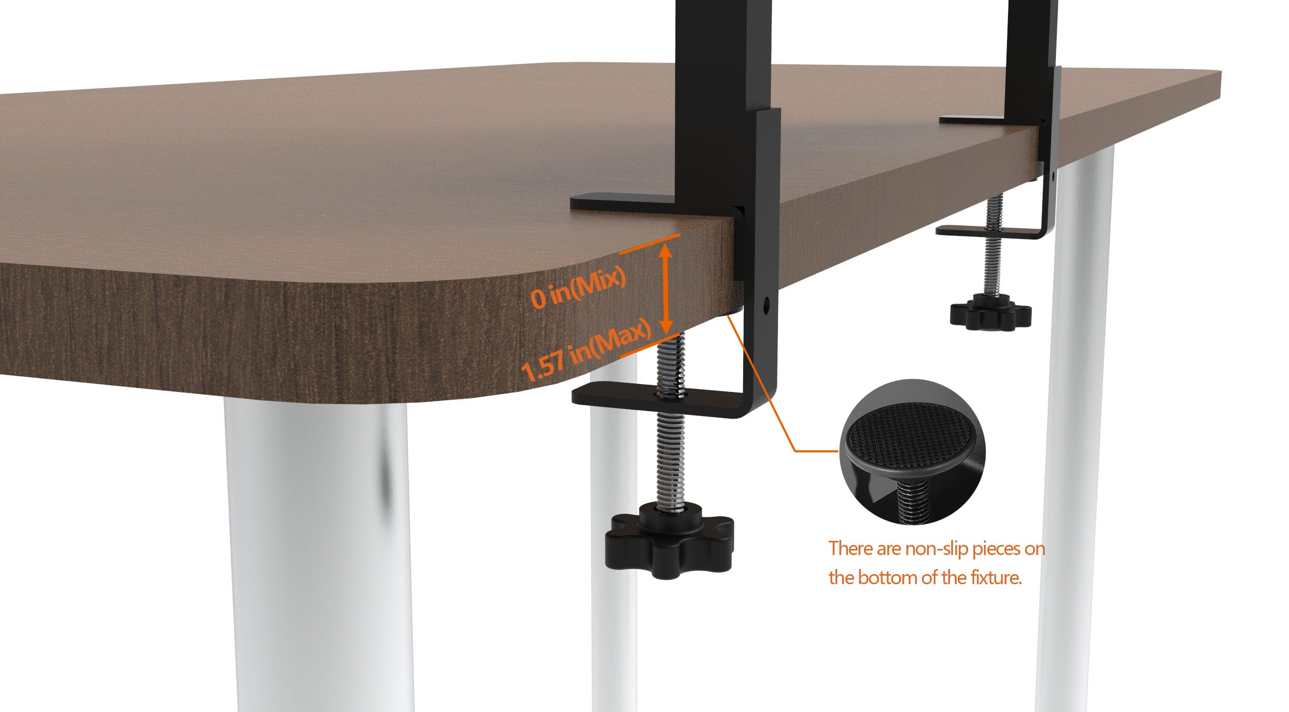 Clamp-On Desk Shelf Organizer - Adjustable Under Desk Storage Shelf for Gaming, Office & Home Workspace - Black Desk Extender Side Table with Sturdy Clamp - Perfect for PC Setup, Monitor Stand & Desk Organization Accessories