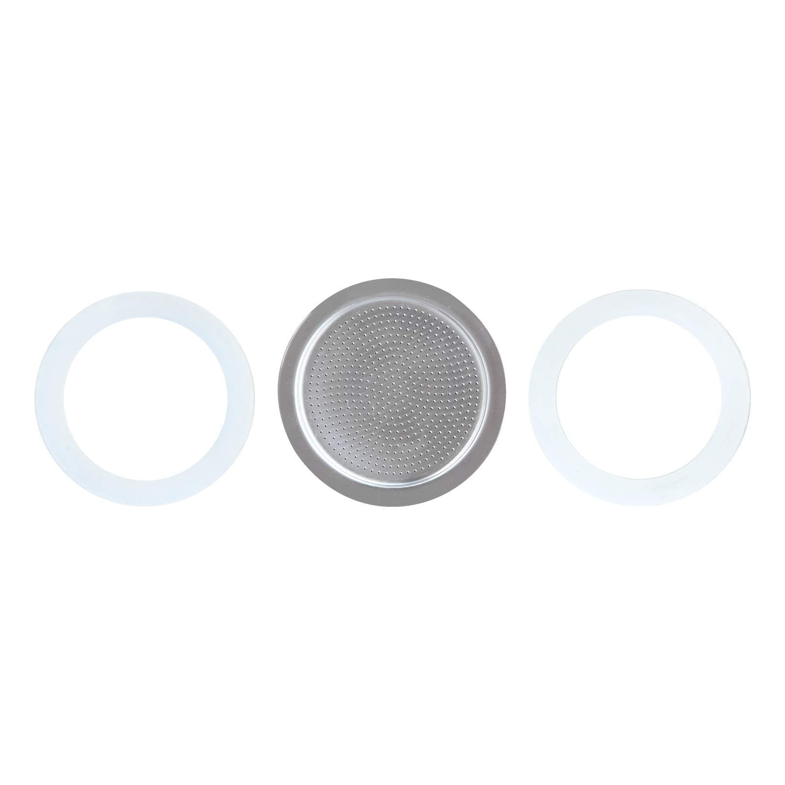 Easyworkz Moka Pot Replacement Parts - 6 Cup Silicone Gasket Seals & Filter Screen for Stovetop Espresso Maker | Durable Coffee Accessories for Home Brewing & Camping Use
