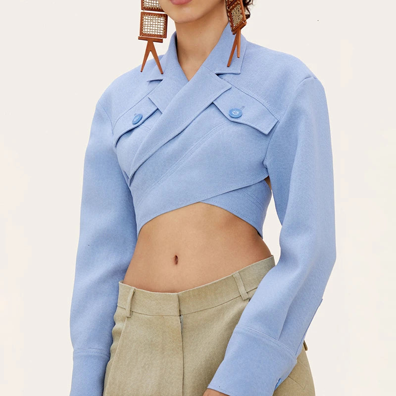 Vintage Asymmetrical Slim Fit Women's Blouse with Lapel Collar - Long Sleeve Fashion Top for Women | Perfect for Office Wear, Date Night & Casual Outfits