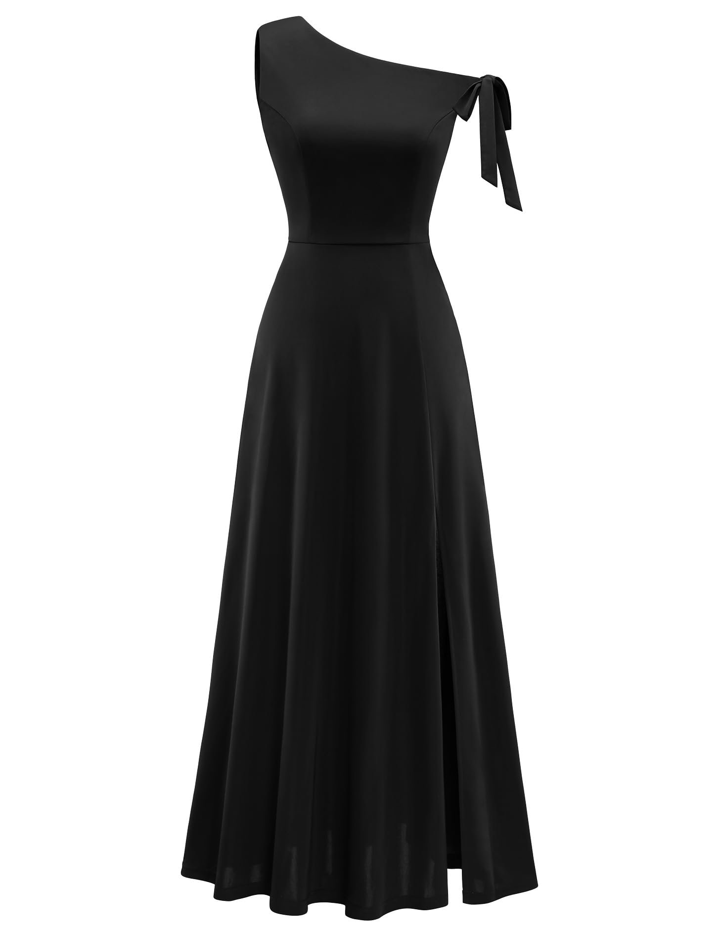 BeryLove Women's One Shoulder Tie Strap Formal Wedding Guest Dress - Elegant Split Maxi Cocktail Dress for Evening Parties, Bridal Showers & Special Occasions