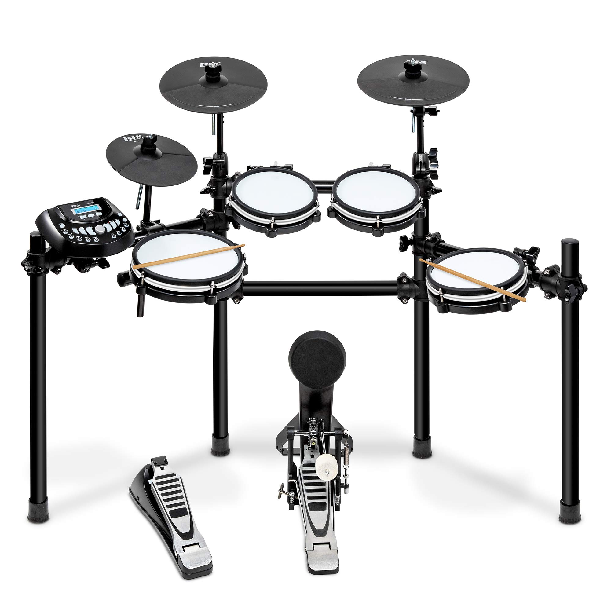 LyxJam 8-Piece Electronic Drum Kit - Professional Mesh Head Drum Set with 448 Sounds, 70 Songs, 15-Track Recorder | Choke/Rim/Edge Features & Kick Pad | Includes Drum Sticks - Perfect for Home Practice, Studio Recording & Live Performances