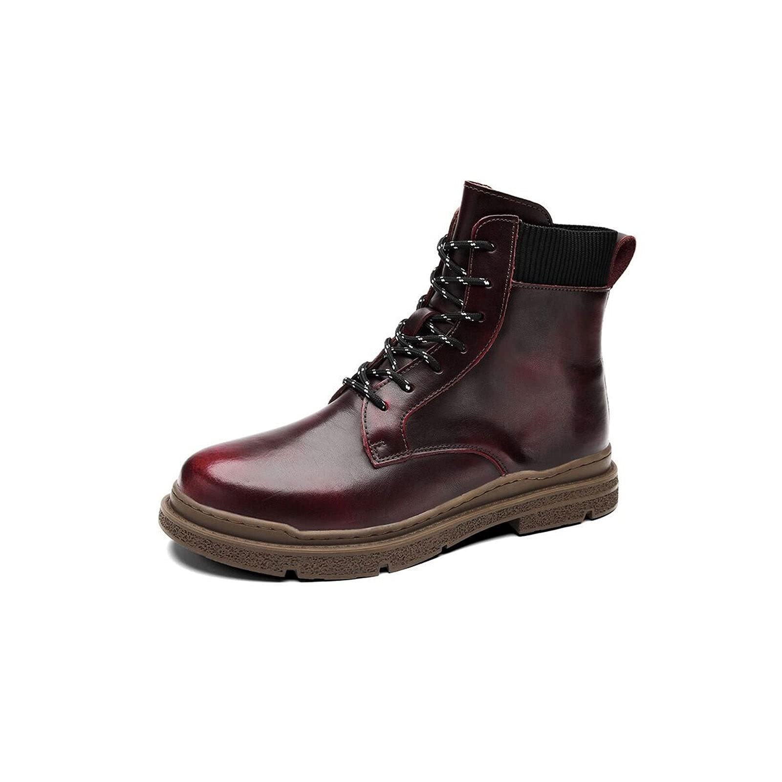 GAGC Men's Winter Boots - Genuine Leather Fur-Lined Snow Boots for Men | Waterproof, Warm & Comfortable | Outdoor, Motorcycle & Casual Wear (Red, Size 11)