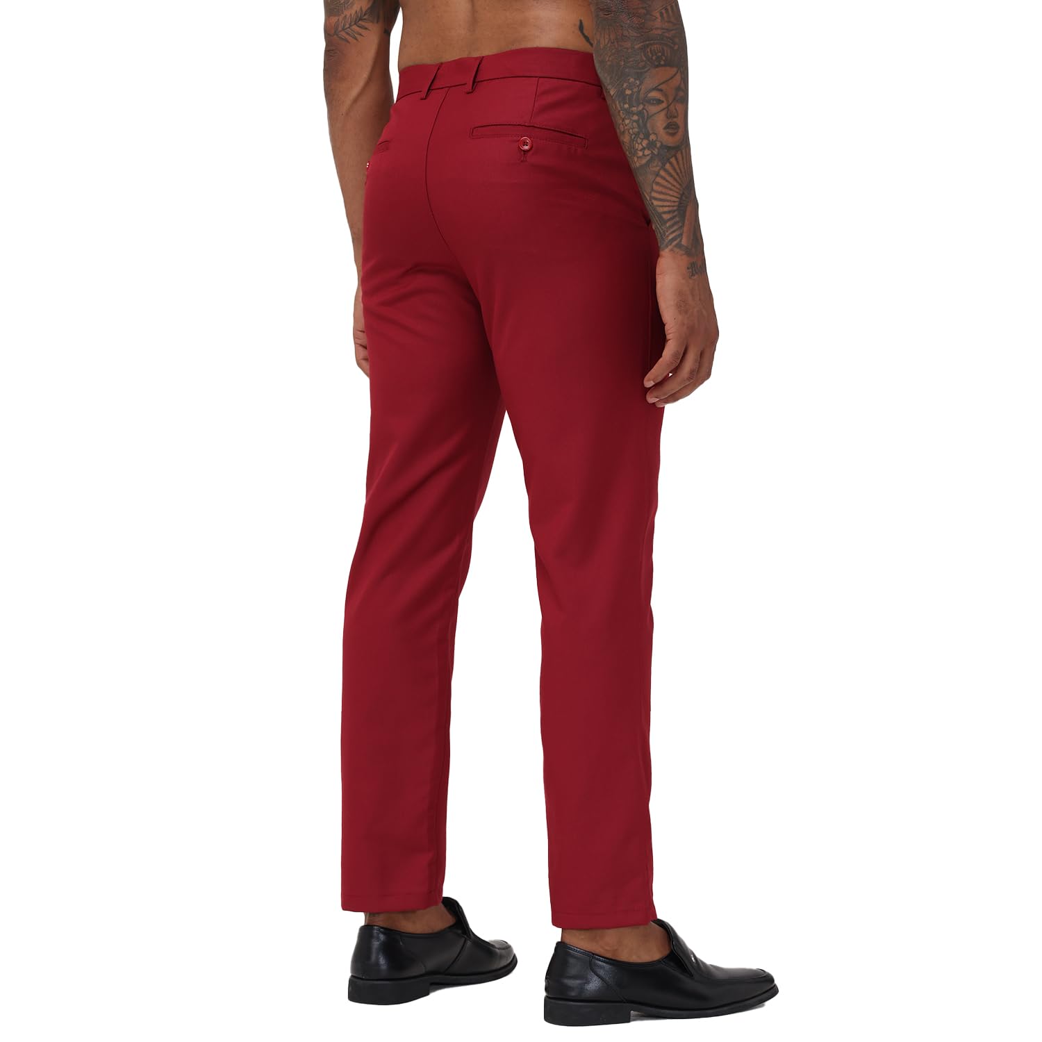 Men's Slim Fit Dress Pants with Expandable Waist - No Iron Flat Front Suit Pants for Office, Business & Formal Occasions