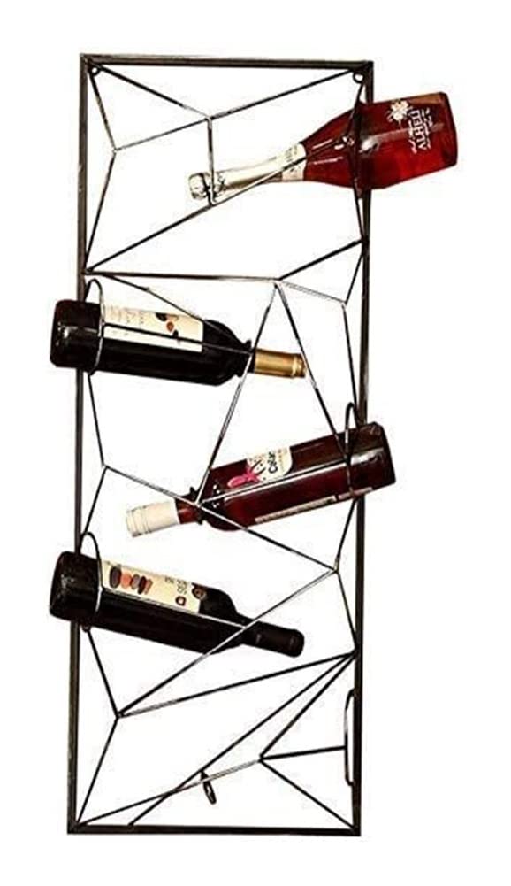 SYZHIWUJIA Wall Mounted Wine Rack - Vintage Industrial Wrought Iron Bottle Holder for 4 Bottles, Champagne Storage & Home Decor | Perfect for Kitchen, Bar, Dining Room & Wine Cellar Organization