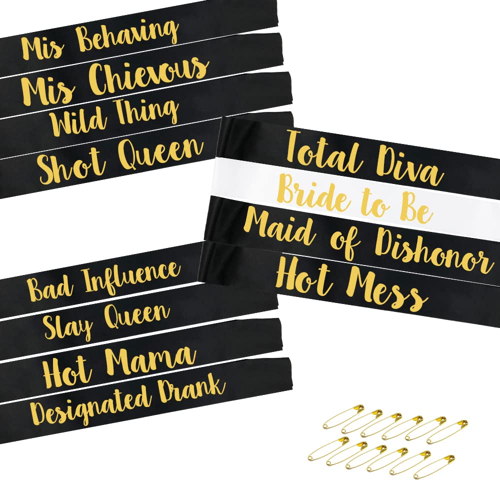12 Pack Bride to Be Sash & Bachelorette Sashes for Bridesmaids - Funny Bachelorette Party Favors & Decorations for Bridal Showers & Wedding Parties | Perfect for Bachelorette Events, Bridal Showers & Wedding Celebrations