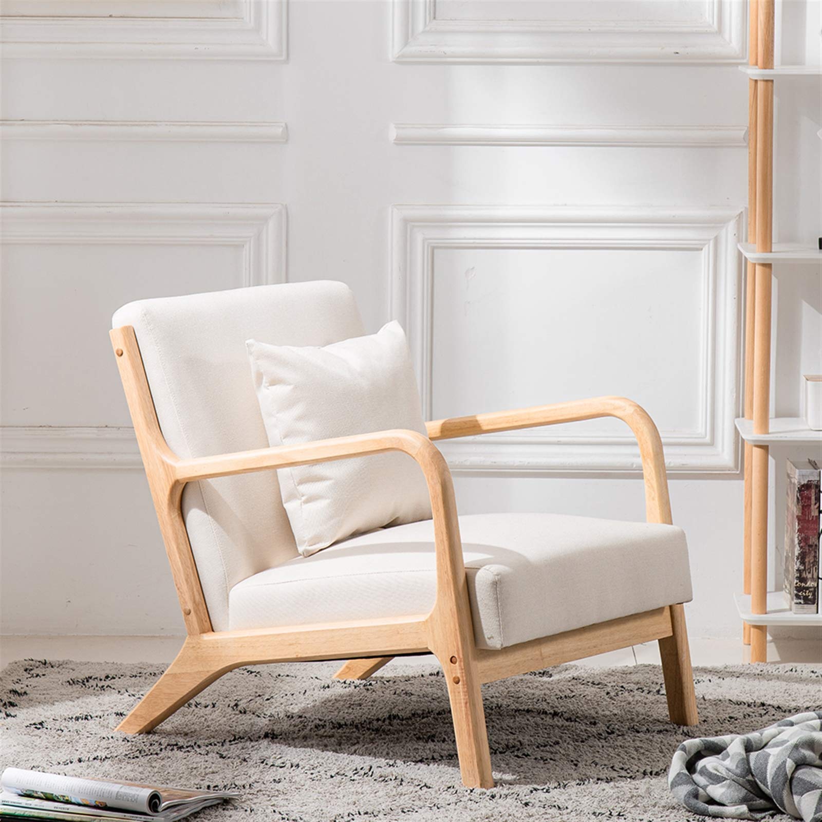 Luxury Fabric Oak Sofa in Beige - Modern Comfort for Living Room, Bedroom & Office - Perfect for Relaxing, Entertaining & Home Decor