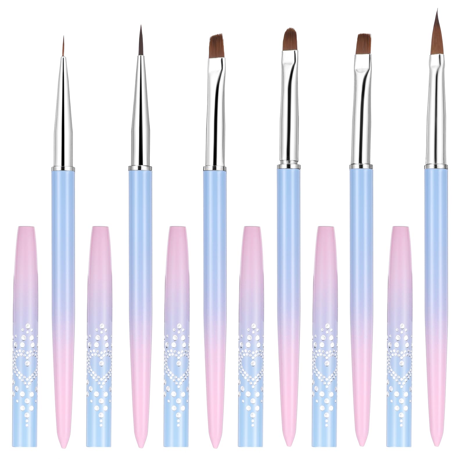 6 Pcs Professional Nail Art Clean Up Brushes Set - Flat, Oval & Angled Nail Polish Brushes for Precise Line Work, Petal Design & Nail Art Cleanup | Perfect for Salon, Home Manicure & DIY Nail Art Designs