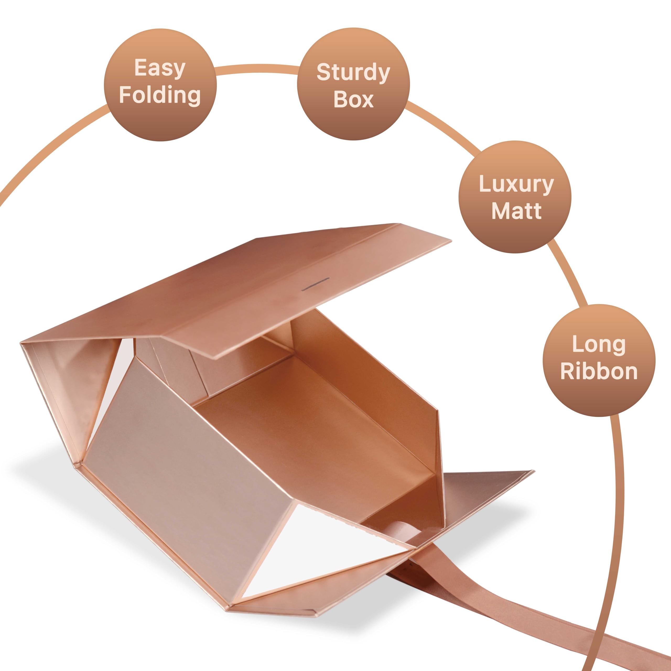 Luxury Rose Gold Gift Box for Valentine's Day - Queen Victoria Style Reusable Empty Packaging Box (23x16x10cm) with Ribbon, Holds up to 5kg - Perfect for Jewelry, Cosmetics & Premium Gifts