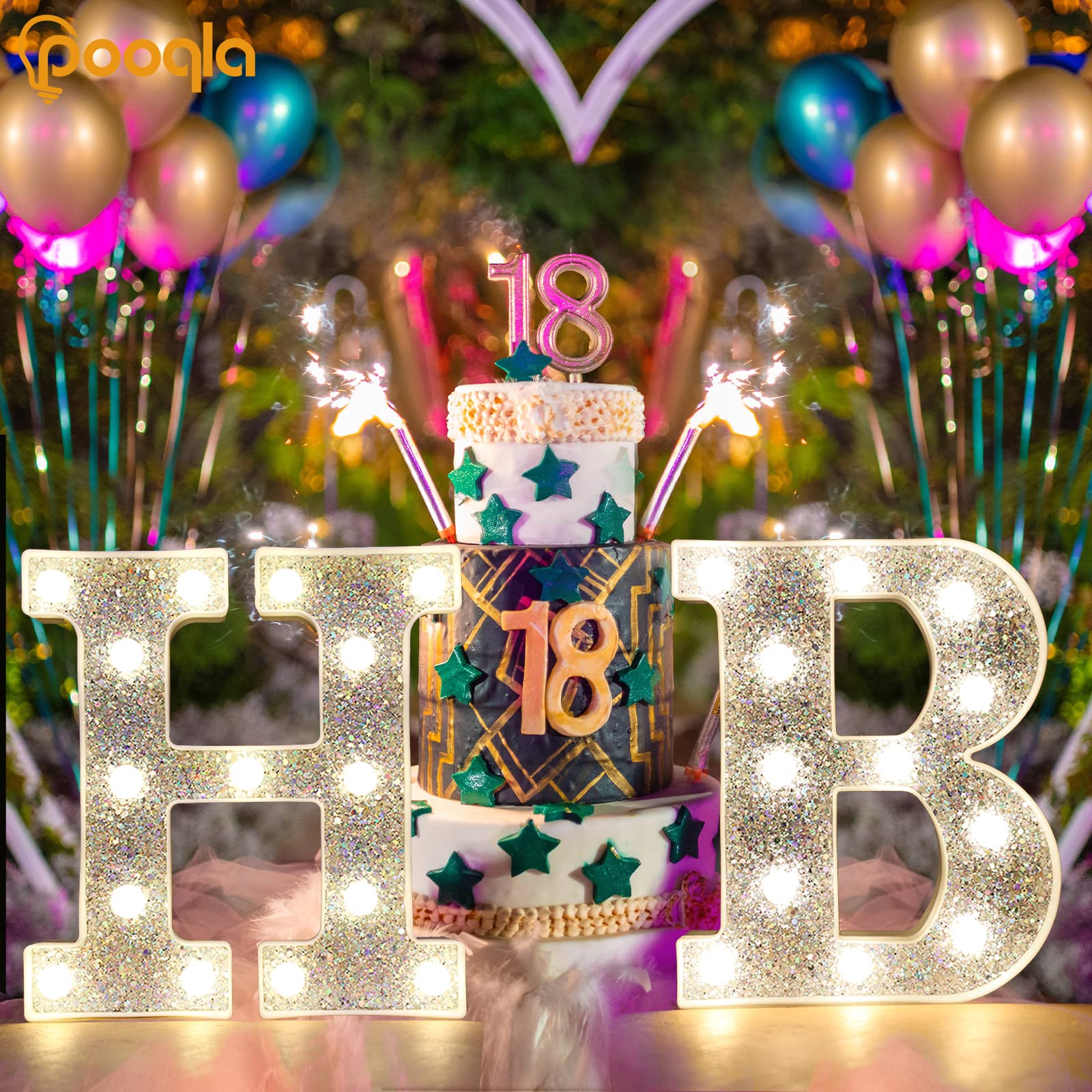 Pooqla LED Marquee Letter Lights - Silver Glitter Alphabet Signs with Battery Power for Night Light, Birthday Party, Wedding, Home Bar & Christmas Decor - Perfect for Girls Gifts & Room Decorations (Silver Letter L)