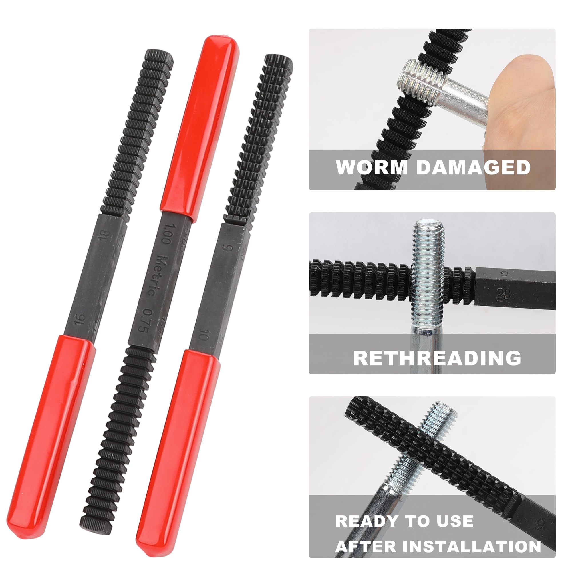 Hromee 49-Piece Thread Chaser Set - UNC UNF & Metric Thread Restorer Tool Kit for Cleaning and Rethreading - Perfect for Automotive, Plumbing, and DIY Repairs