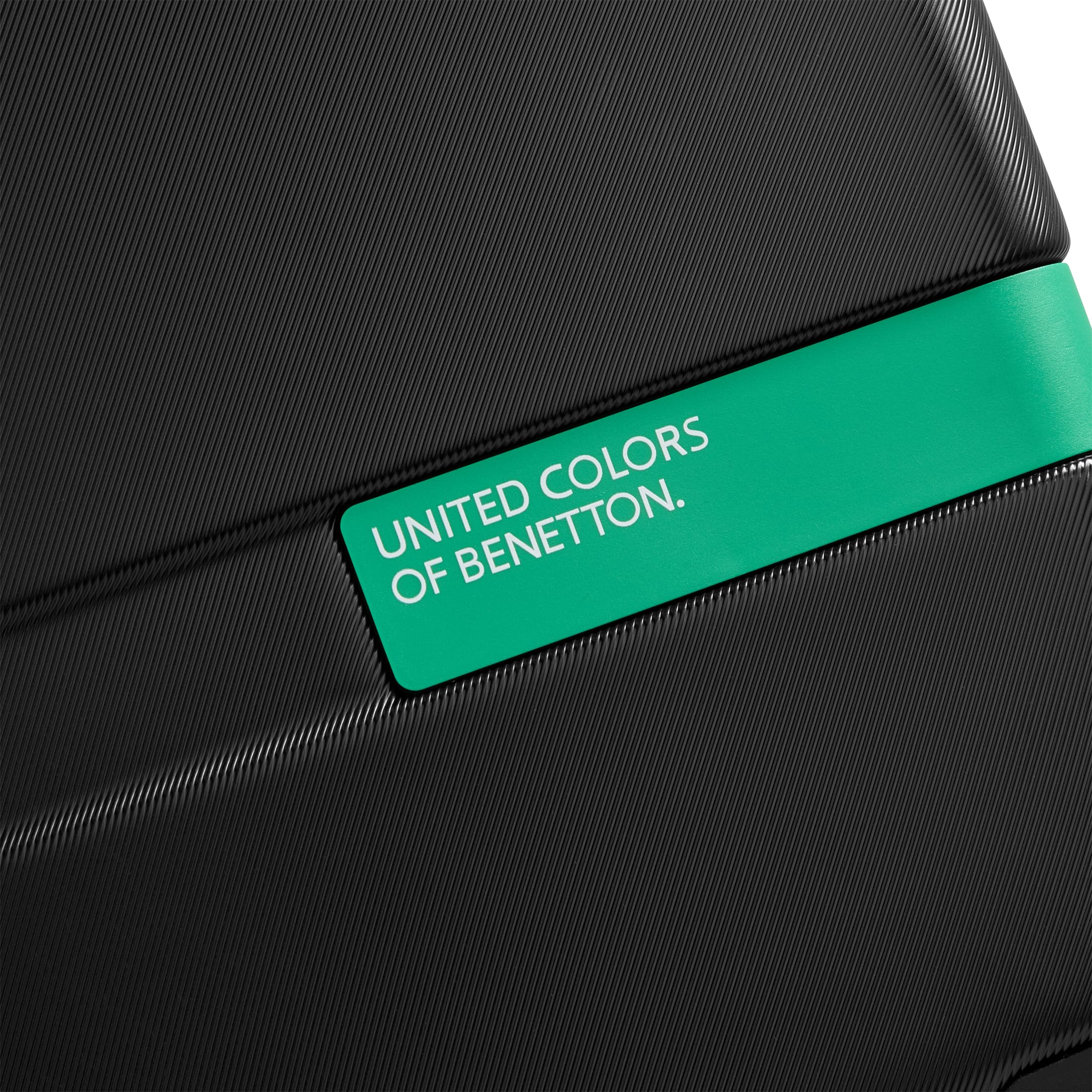 United Colors of Benetton 27 Inch Hardside Spinner Luggage - Black Checked Large Suitcase for Travel, Business Trips & Vacation Packing