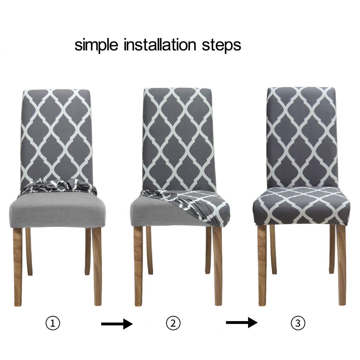 Stretch Dining Chair Covers - Washable & Removable Slipcovers for Parson Chairs (Set of 2) | Perfect for Dining Room, Party, Banquet, Hotel & Wedding Ceremonies | Style 18