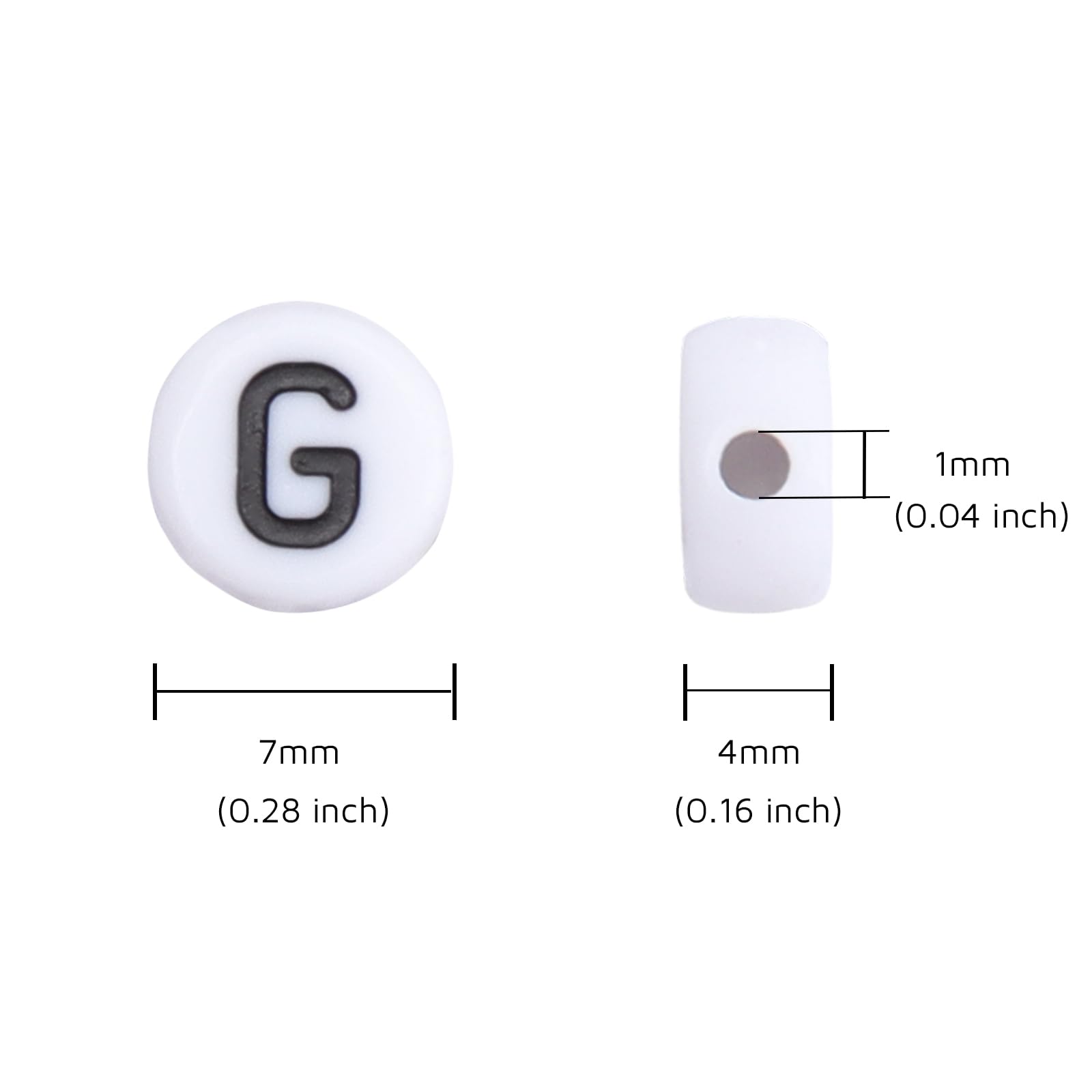 100Pcs 4x7mm White Round Acrylic Alphabet Beads - Letter G Beads for Jewelry Making, DIY Bracelets, Necklaces & Keychains - Perfect for Crafting, Scrapbooking & Personalized Gifts