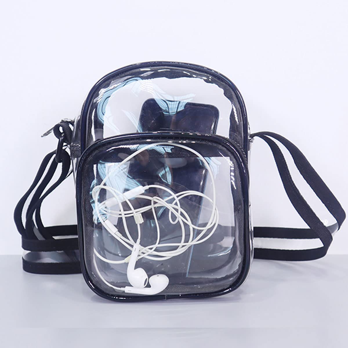 Clear Mini Messenger Bag for Men & Women - Transparent PVC Shoulder Bag Crossbody Satchel - Perfect for Travel, Work & Everyday Use