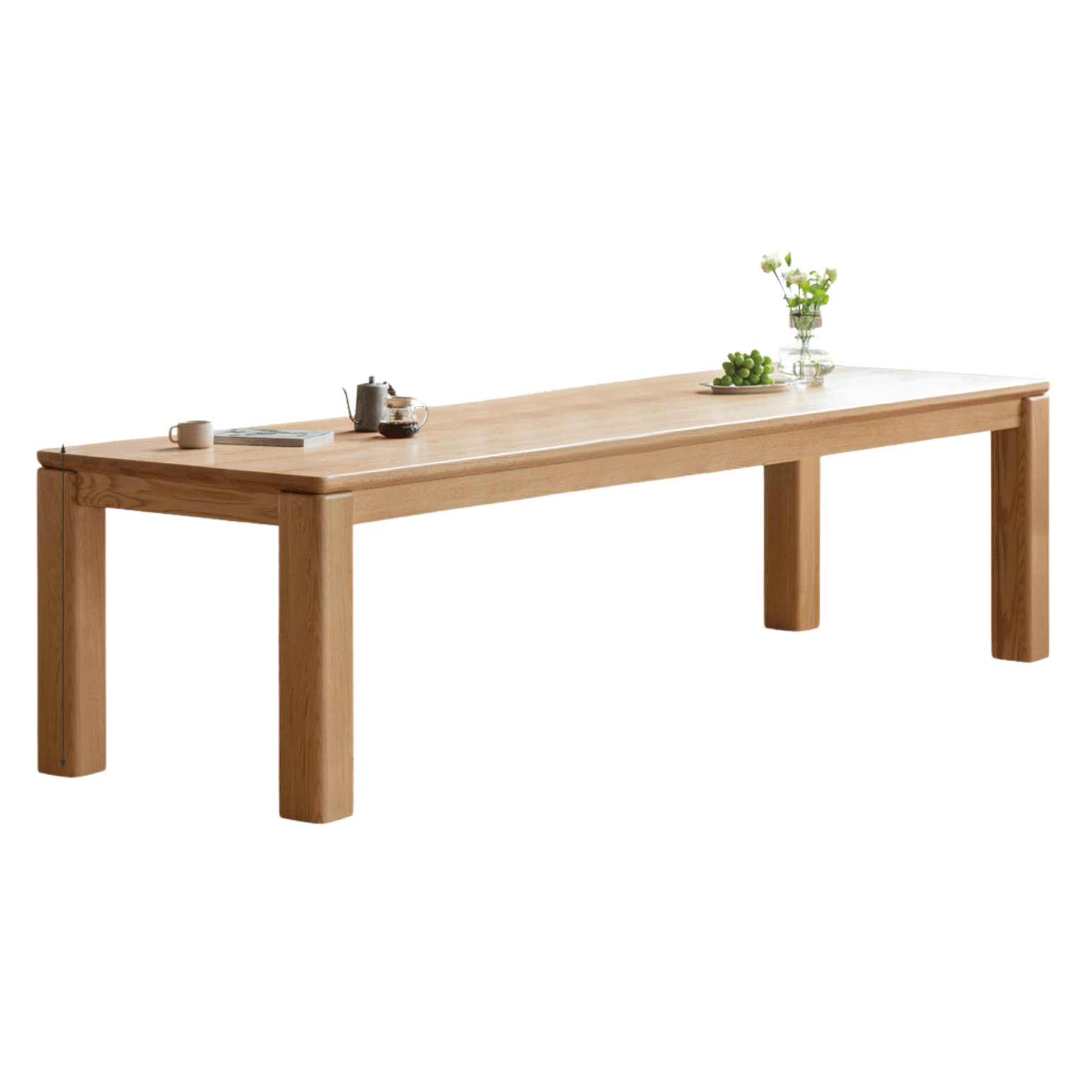 Solid Oak Wood Dining Table with Thick Legs - Rustic Farmhouse Style for Kitchen, Dining Room & Home Decor
