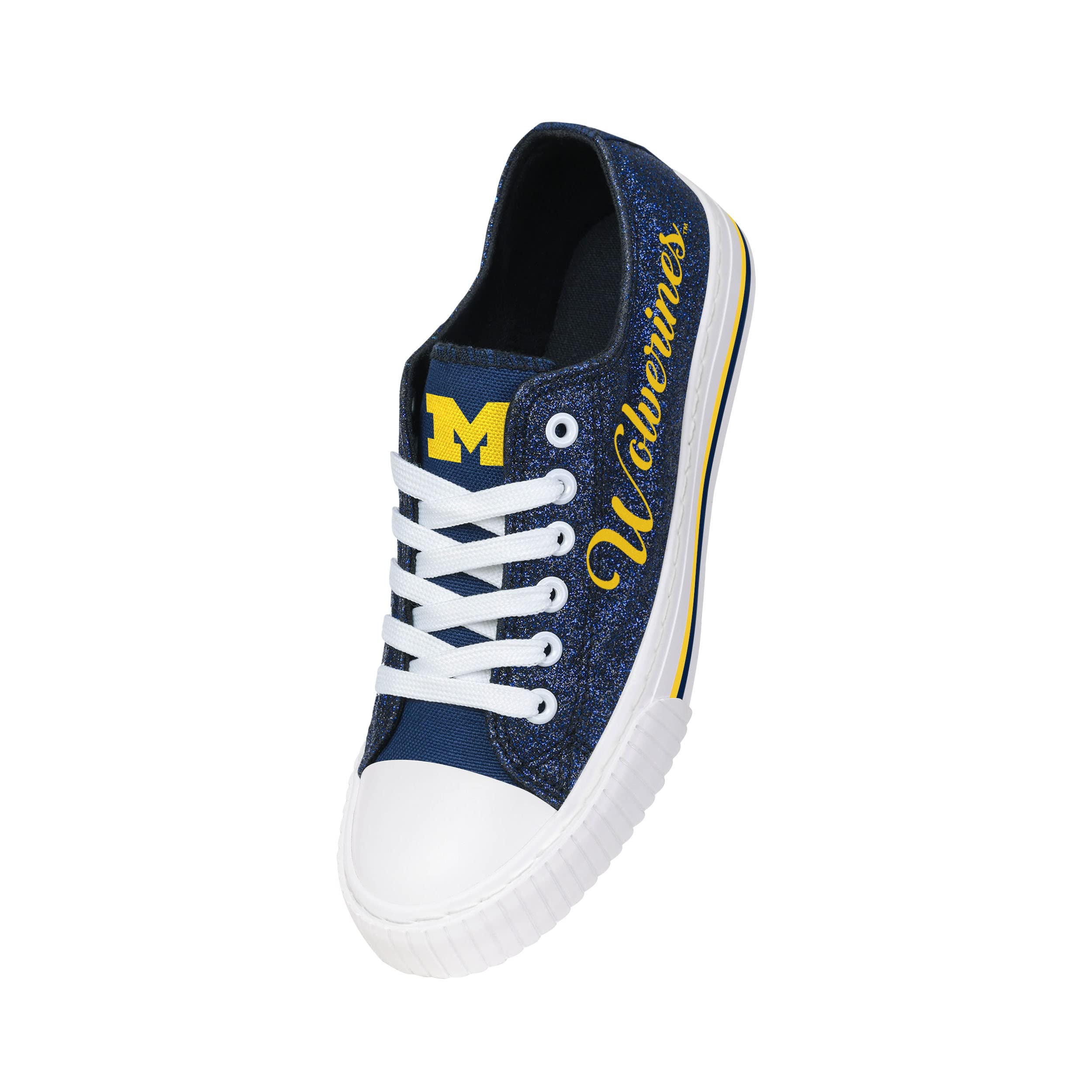 FOCO Women's NCAA College Team Logo Fashion Sneakers - Low Top Canvas Casual Shoes for School, Sports & Everyday Wear
