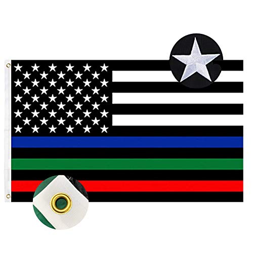 Blue Green Red Line Flag(Embroidered)