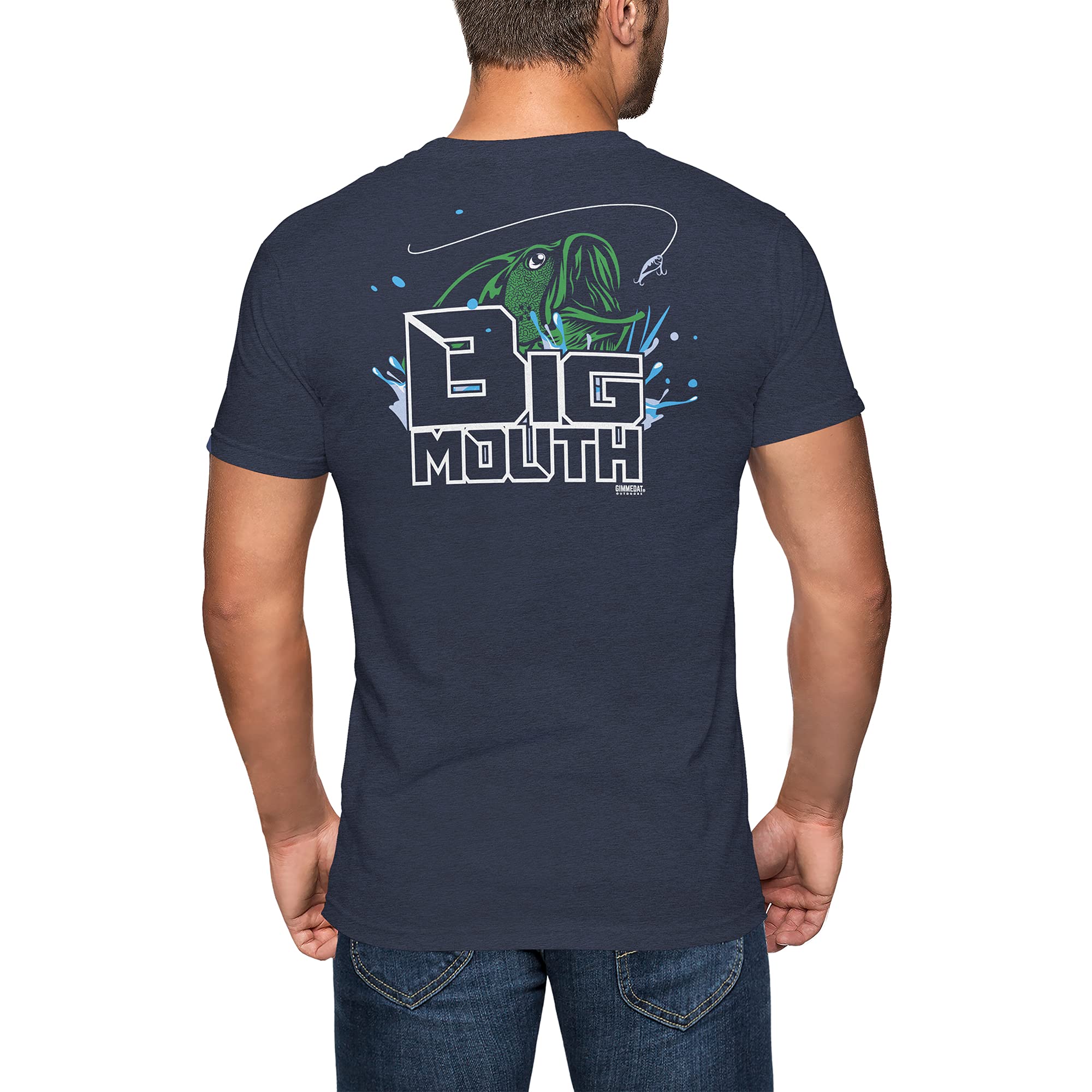 GIMMEDAT Men's Big Mouth Bass Graphic Fishing T-Shirt - Comfortable Outdoor Casual Wear - Perfect Gift for Dad & Anglers - Ideal for Fishing Trips, Outdoor Adventures & Casual Outings