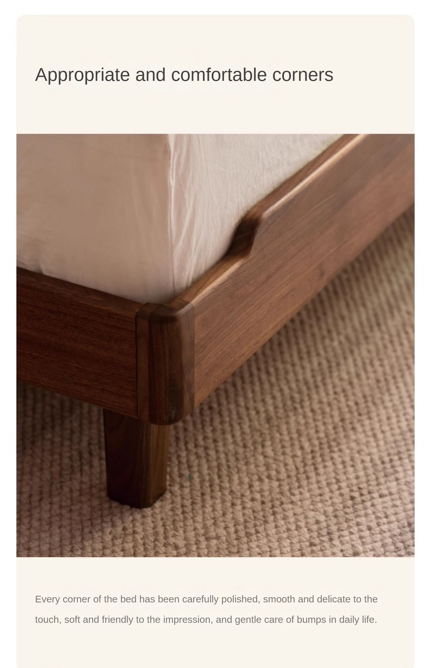 Solid Wood Platform Bed in Black Walnut & Ash - Headboard-Free Modern Bed Frame for Bedroom, Guest Room, or Dorm