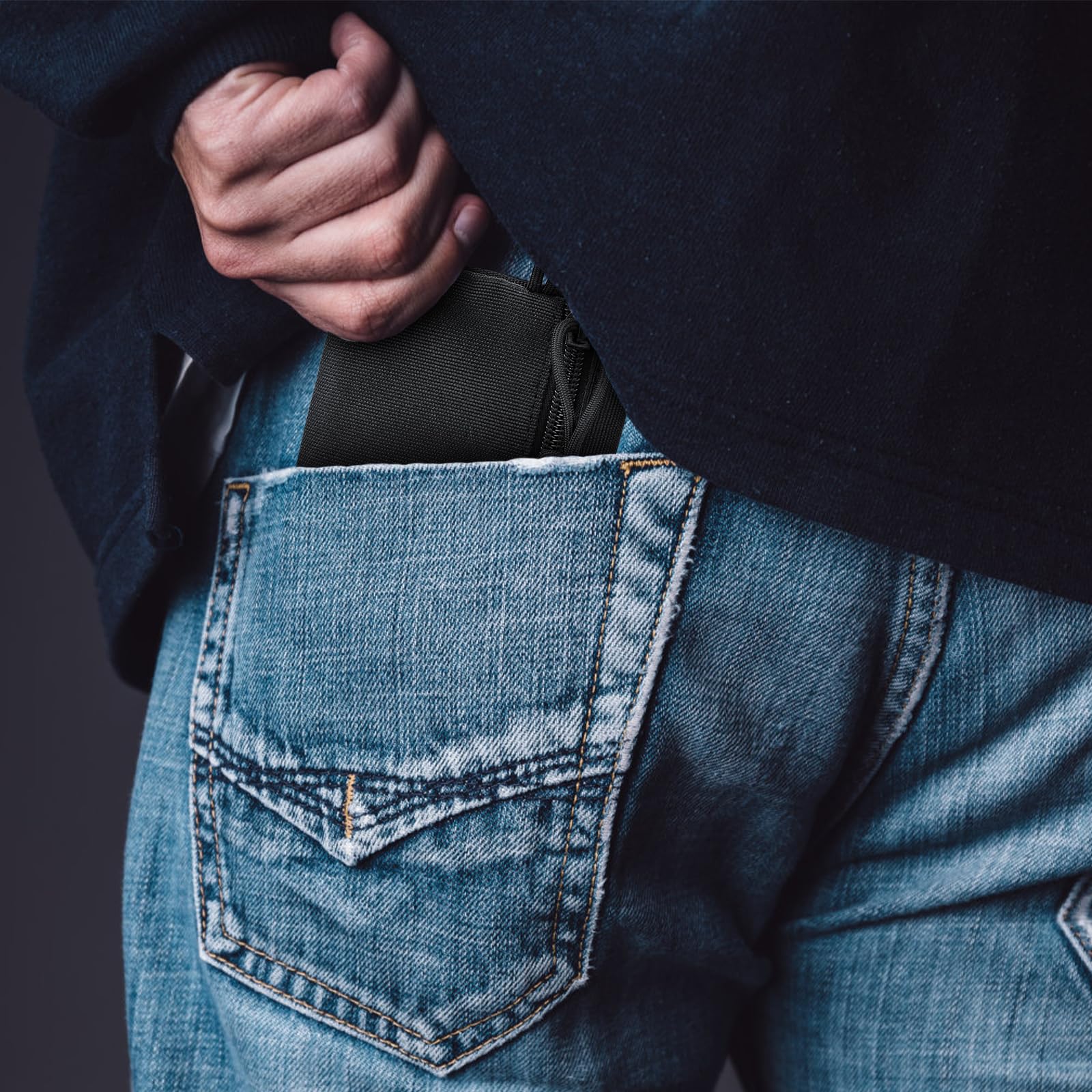 Topyond EDC Pocket Organizer for Men - Mini Wallet, Keychain & Pen Holder, Phone & Tool Pouch with Flashlight Storage (Black) - Perfect for Everyday Carry, Outdoor Adventures & Travel Essentials