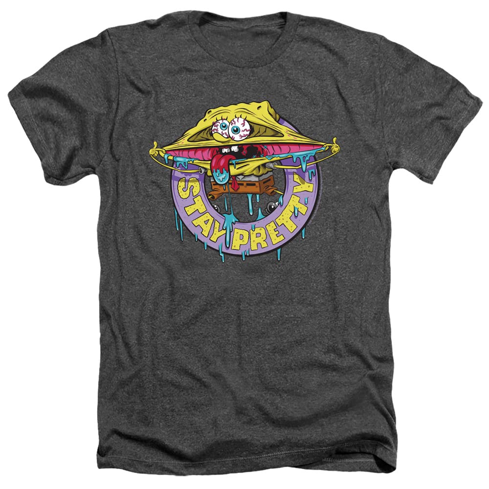 Spongebob Stay Pretty Unisex Adult Heather T-Shirt | LOGOVISION | Casual Graphic Tee for Men & Women | Perfect for Everyday Wear, Gifts & Fan Merchandise