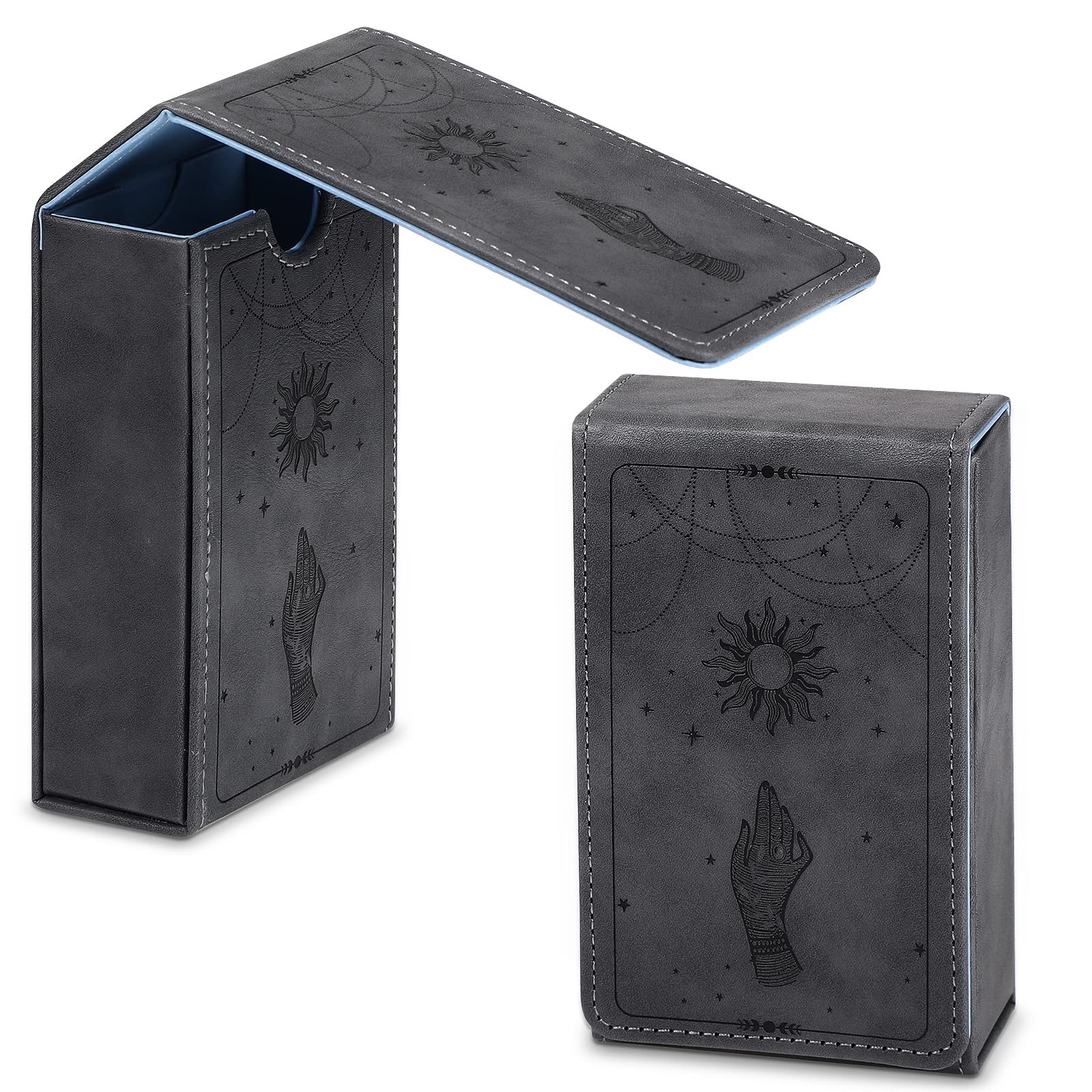 Premium PU Leather Tarot Card Holder - Moon Design Protective Case for Standard Tarot & Oracle Decks - Gothic Style Card Storage Organizer for Divination, Magic Rituals & Game Nights (Sun Style)
