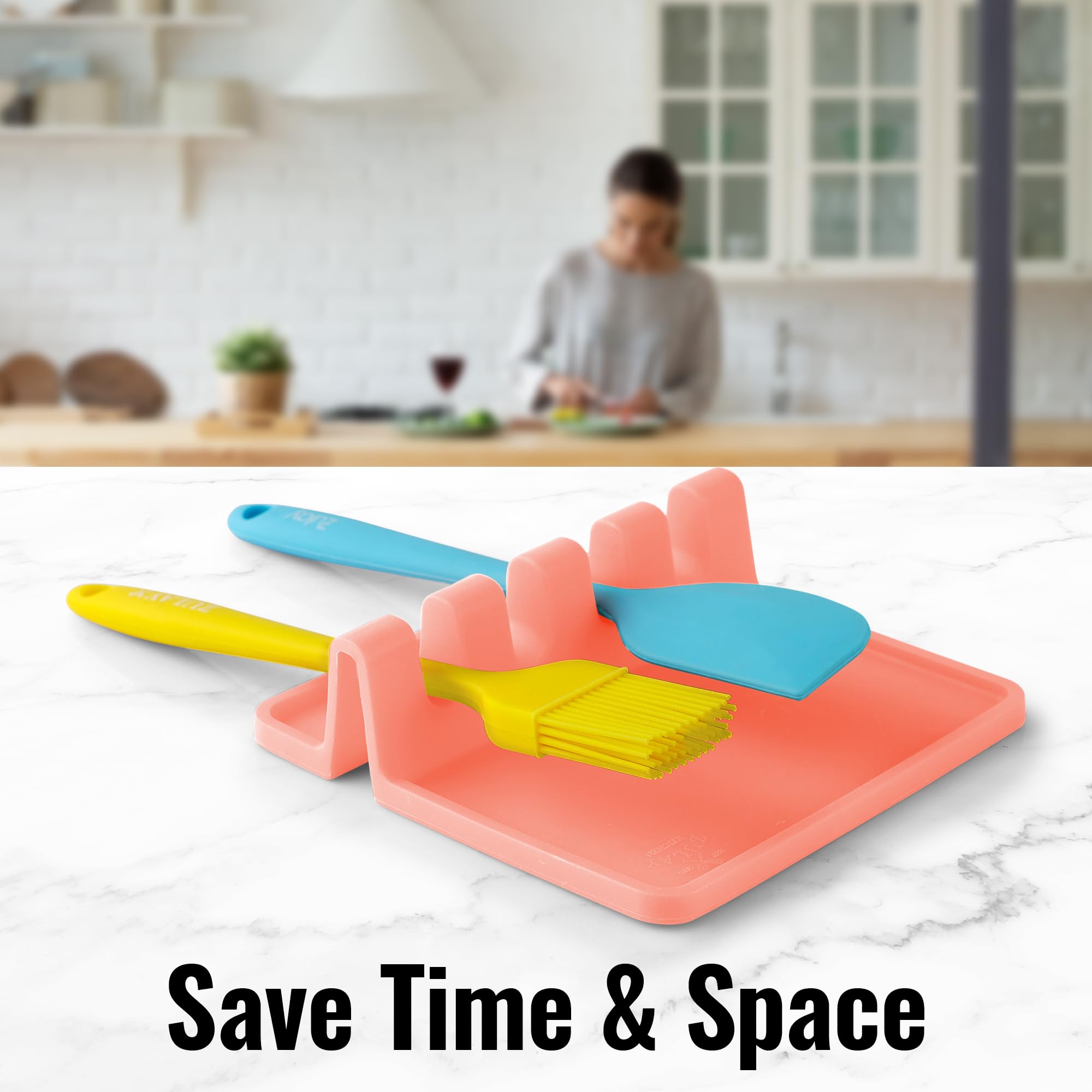 Zulay Silicone Utensil Rest - Heat-Resistant Spoon Holder for Stove Top - BPA-Free Kitchen Tool Organizer for Cooking