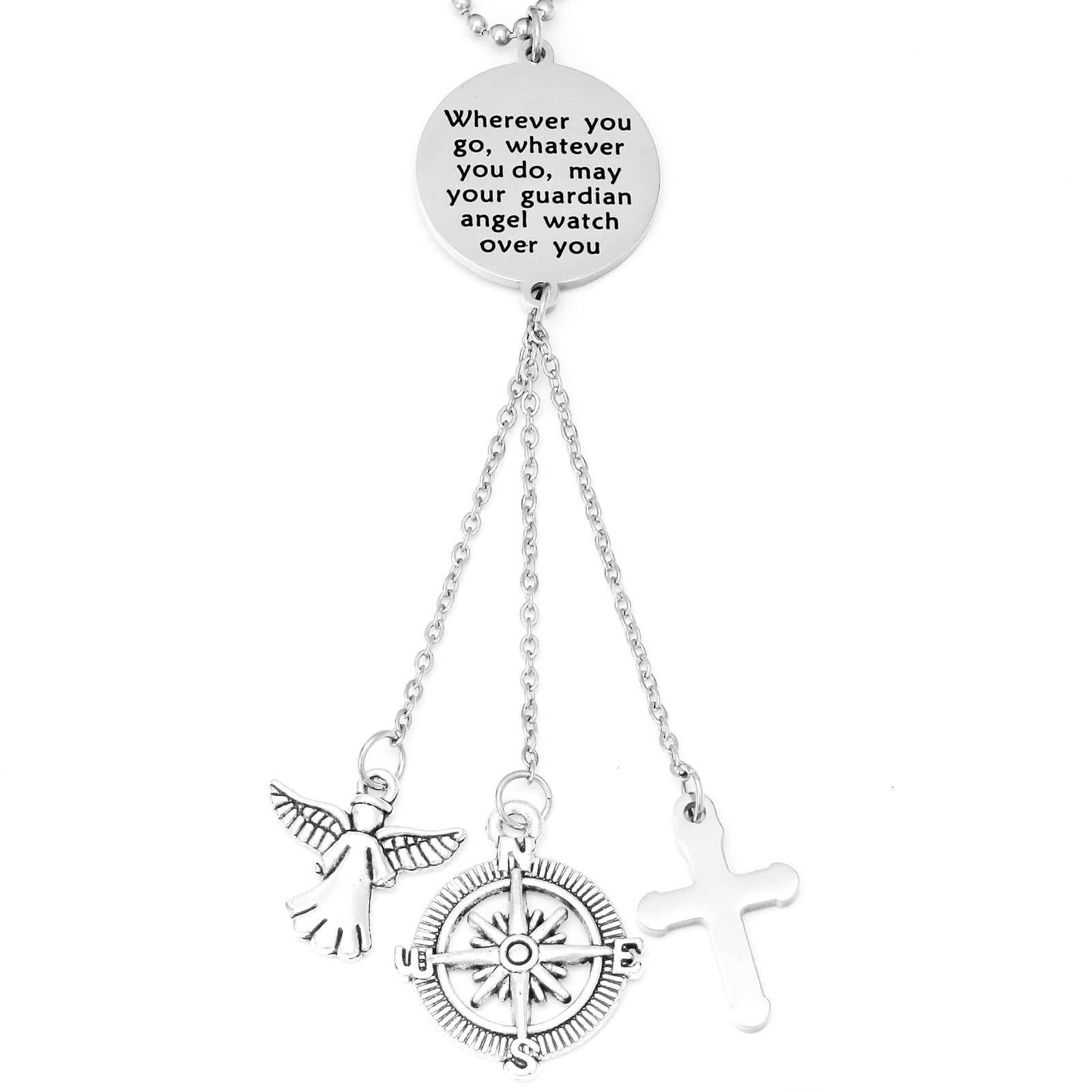 Guardian Angel Cross Car Charm - Rearview Mirror Hanging Ornament for Home & Vehicle Decor