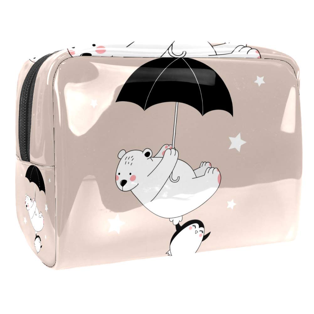 Portable Makeup Bag with Zipper - Travel Toiletry Organizer for Women | Waterproof Cosmetic Pouch | Cute Penguin Design | Perfect for Travel, Gym & Daily Use