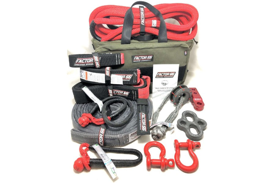 Factor 55 Off-Road Vehicle Recovery Kit with Borah Red Shackle - Heavy Duty 4x4 Towing Accessories for Jeep, Truck & SUV Recovery in Mud, Sand & Rough Terrain