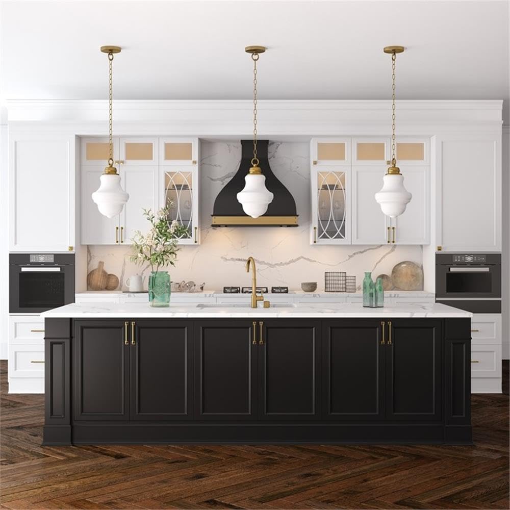 Henn&Hart 9 Inch Brass Metal and Glass Pendant Light Fixture - Vintage Industrial Ceiling Lighting for Dining Room, Kitchen, or Bedroom