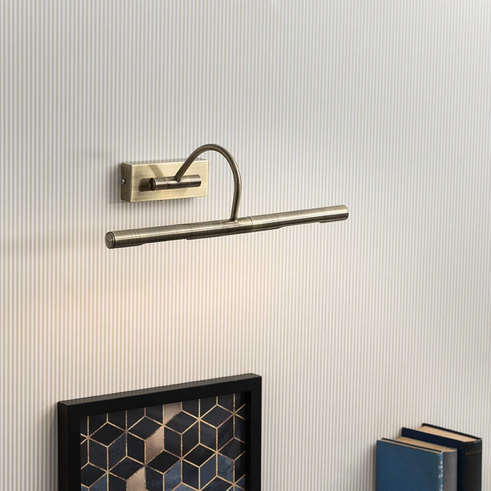 MiniSun Modern Adjustable Antique Brass Wall Sconce - Twin Picture Light for Living Room, Bedroom & Hallway - Plug-in Wall Lamp for Home Decor & Art Display